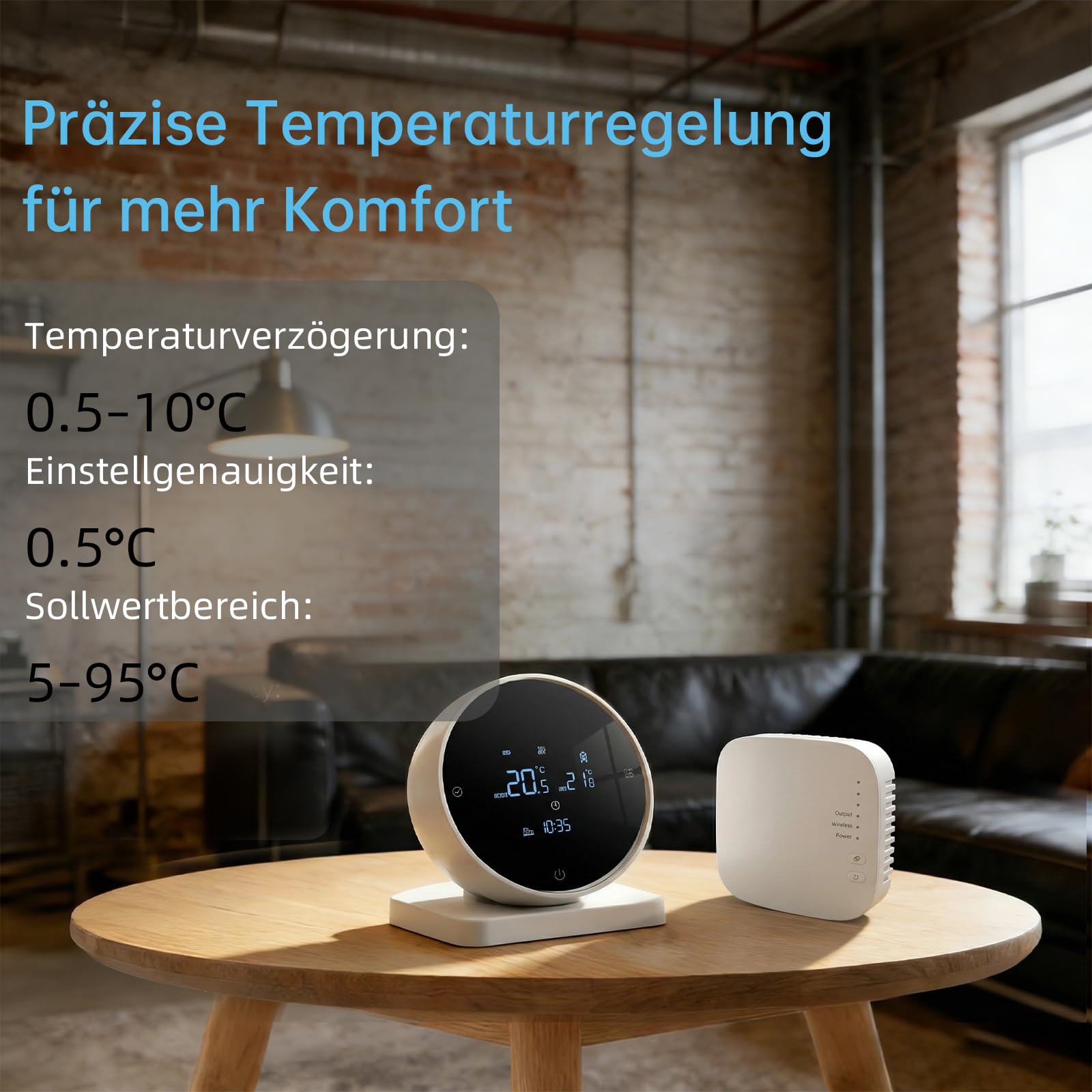 Thermostat Fussbodenheizung Smart für Wasser Fußbodenheizung und Gaskessel | Mit Empfänger Digital Kühlen/Heizen Wlan Programmable Tuya Smart Raumthermostat Boiler/Wasser fur Alexa/Google Assistant,3A