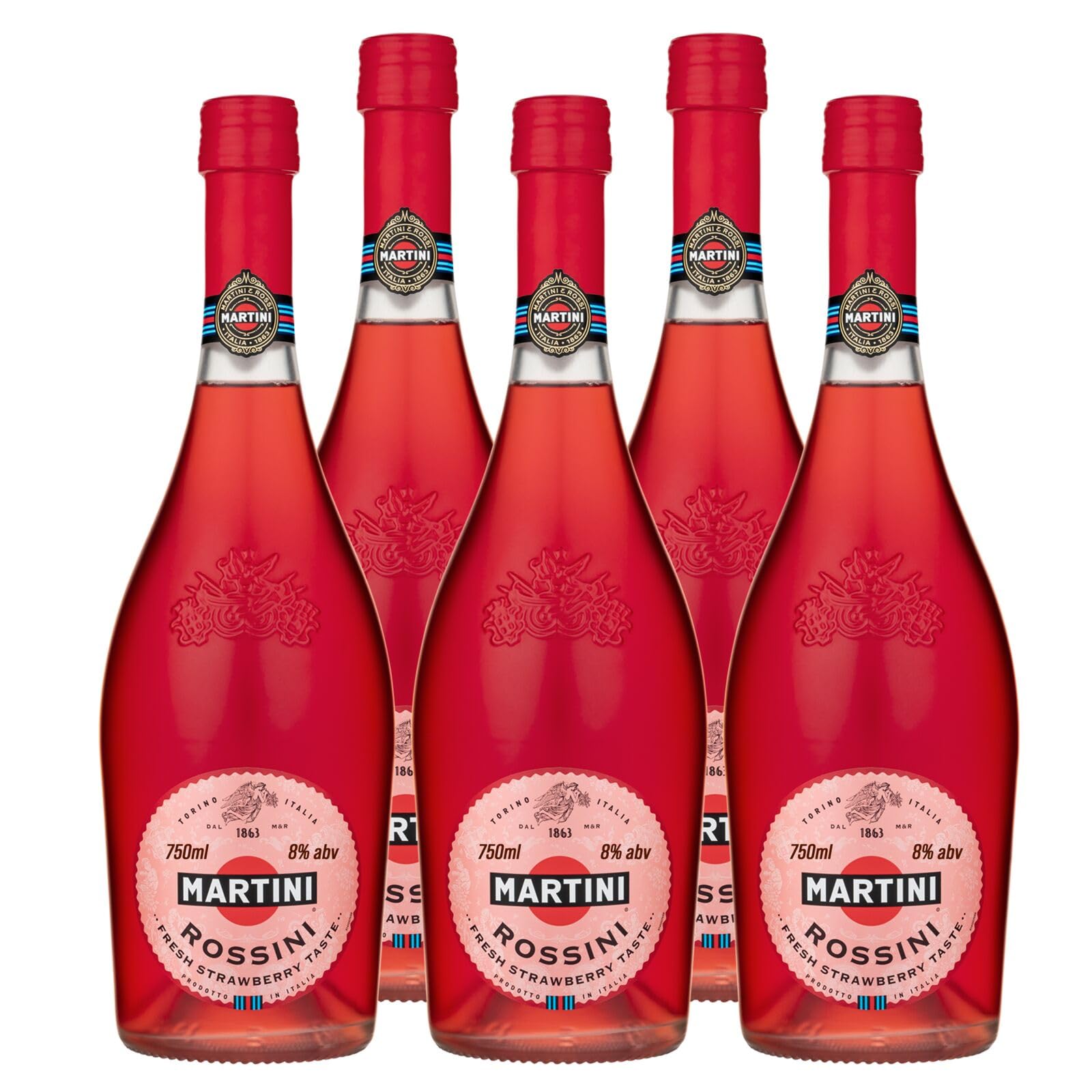 MARTINI Rossini Vin pétillant, Cocktail prêt à servir, Vin pétillant, 8% vol., 75cl / 750ml (Lot de 5)