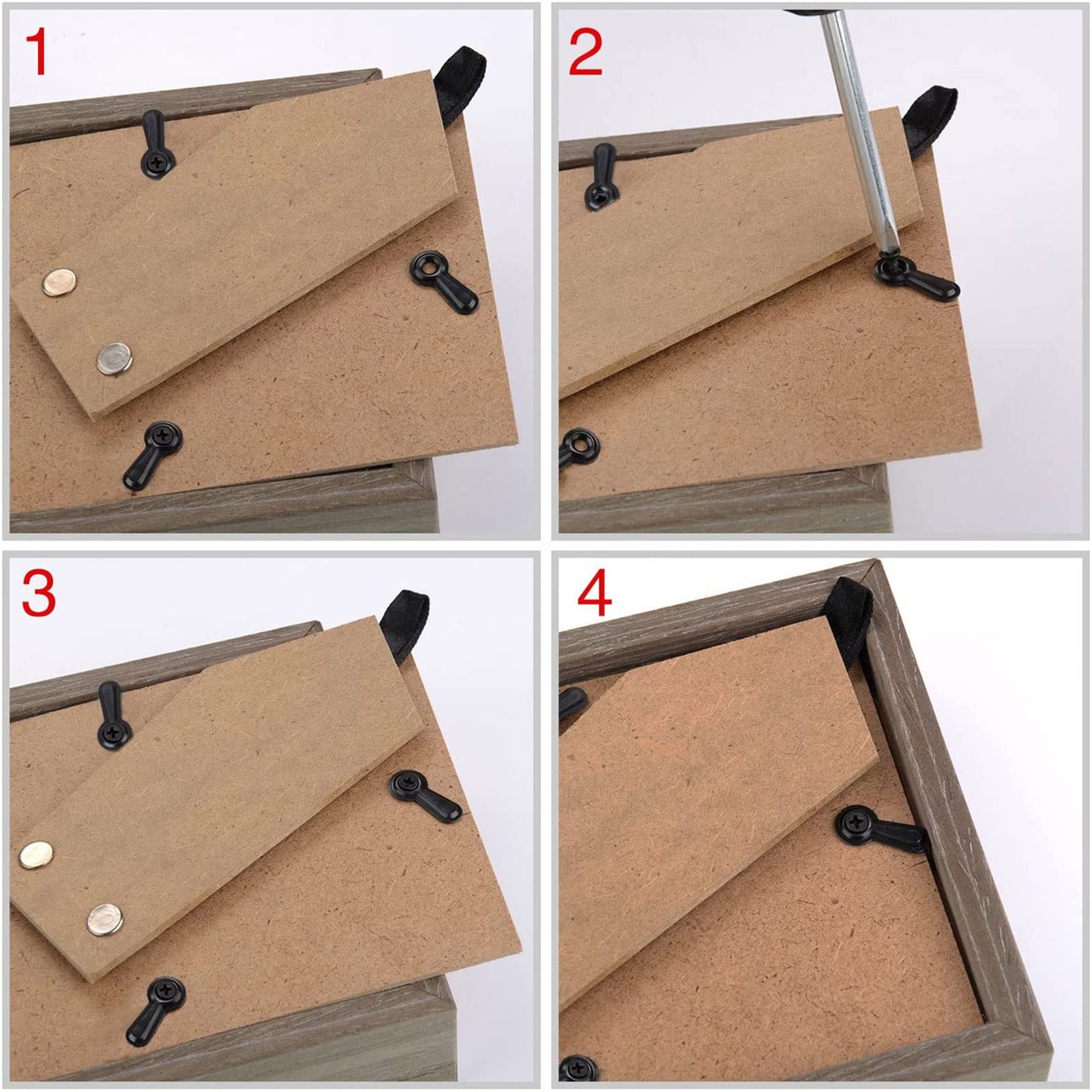 Picture Frame Hardware Kit - 25 Sawtooth Hangers, 100 Turn Buttons & 150 Screws