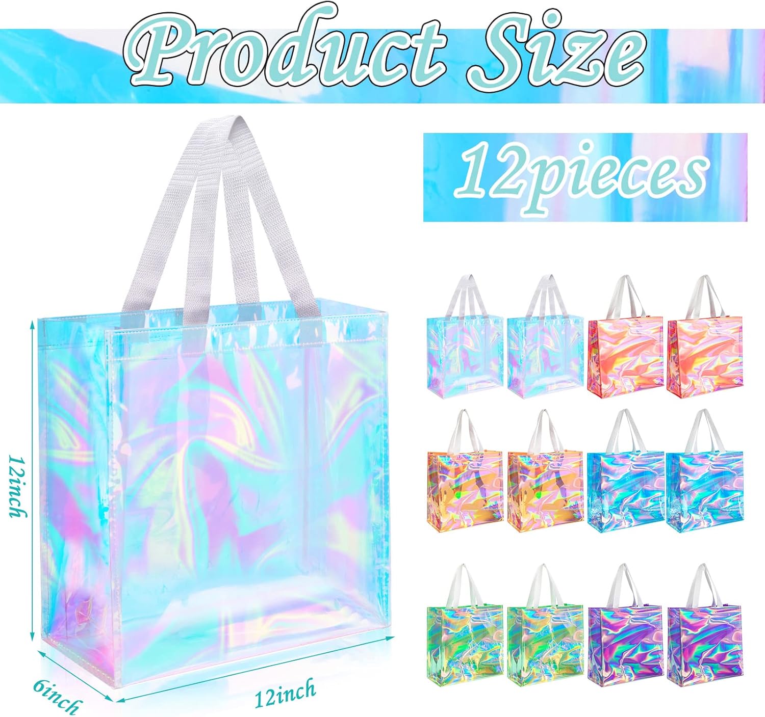 12 Pcs Bulk Stadium Approved Clear Tote Bags 12 x 12 x 6 Inch Large Clear Plastic Tote Bag with Handles for Work Sports - Image 3