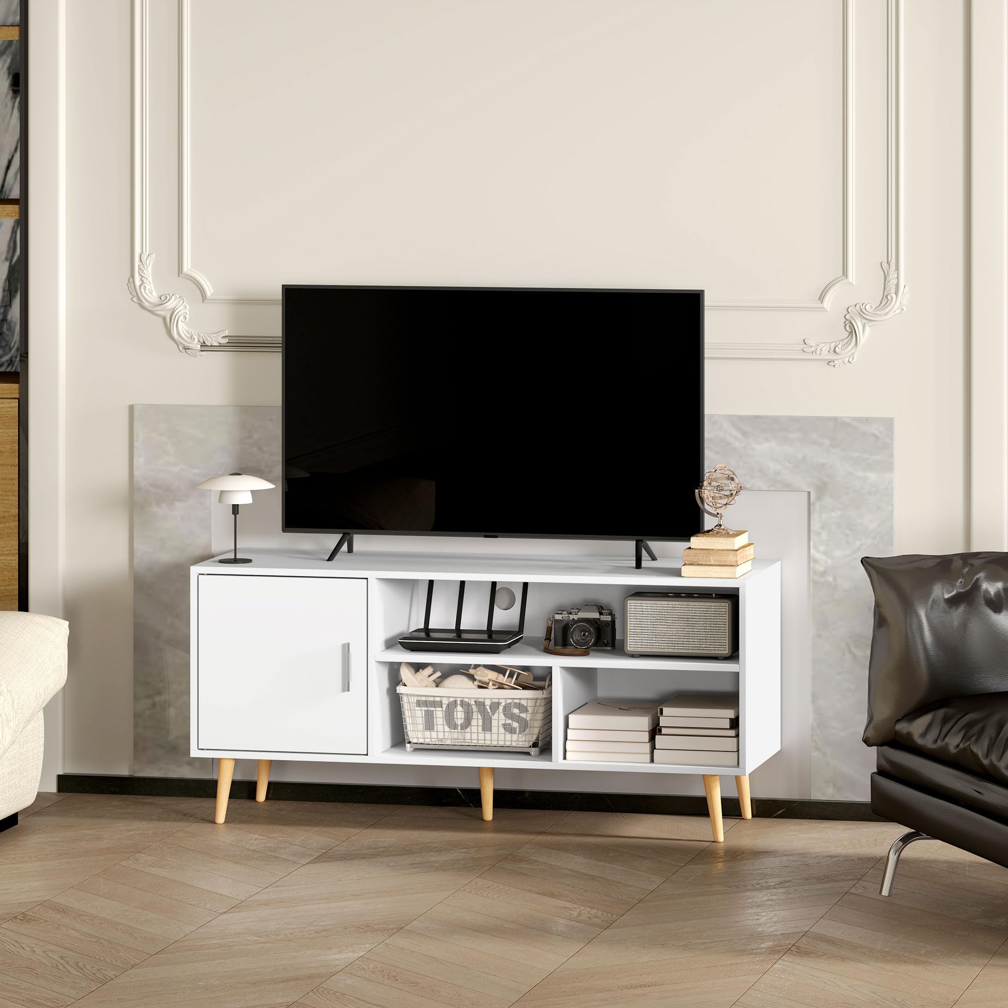 HOMCOM Mueble de TV para Televisores de hasta 60" 120x40x55 cm Blanco
