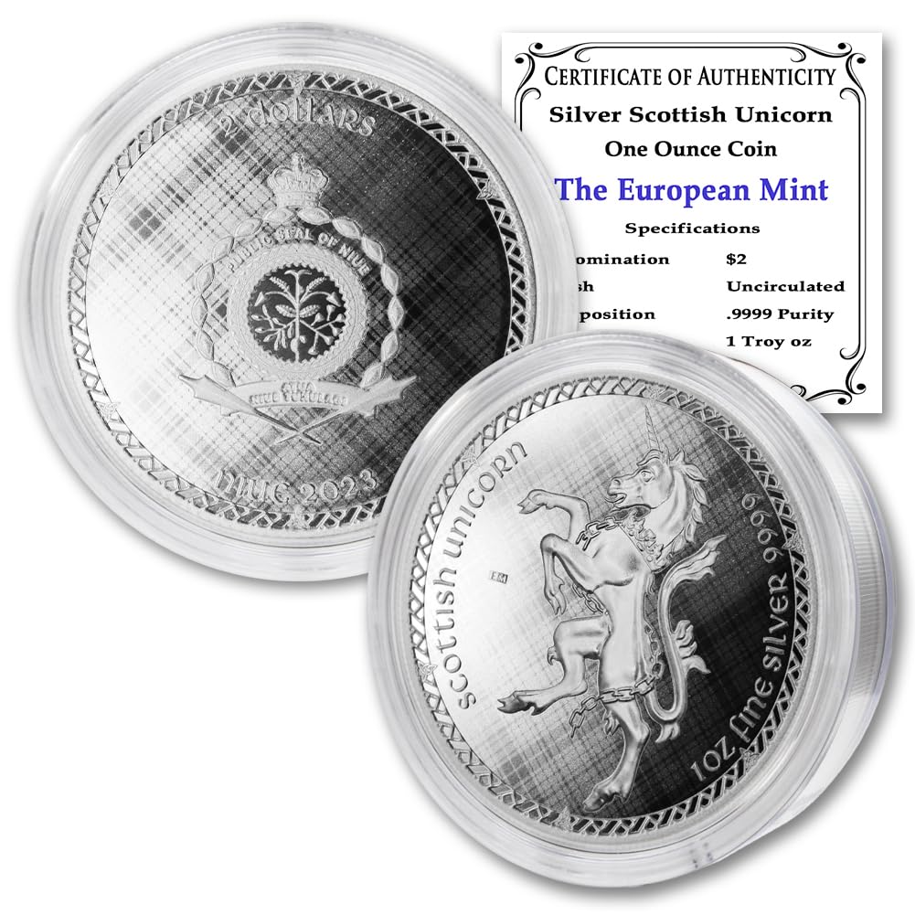 2023-1 oz Niue Silver Heraldic Series: Scottish Unicorn $2 Seller