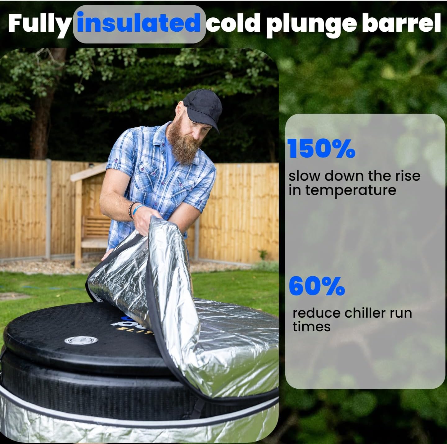 The Cold Pod Elite Insulated Ice Bath Tub,120 Gallon Portable Cold Plunge Tub with Insulated Spaceship Cover,Chiller Compatible