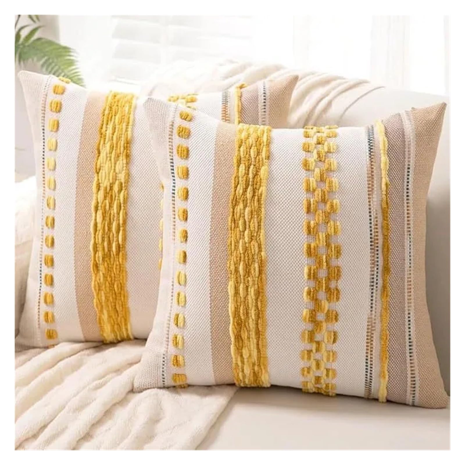 XPJYUA Chenille Pillow Covers Green Throw Pillow Cover 18x18 Decor Cushion Cases Multicolor Striped Chenille Accent Pillowcase(Type 8)