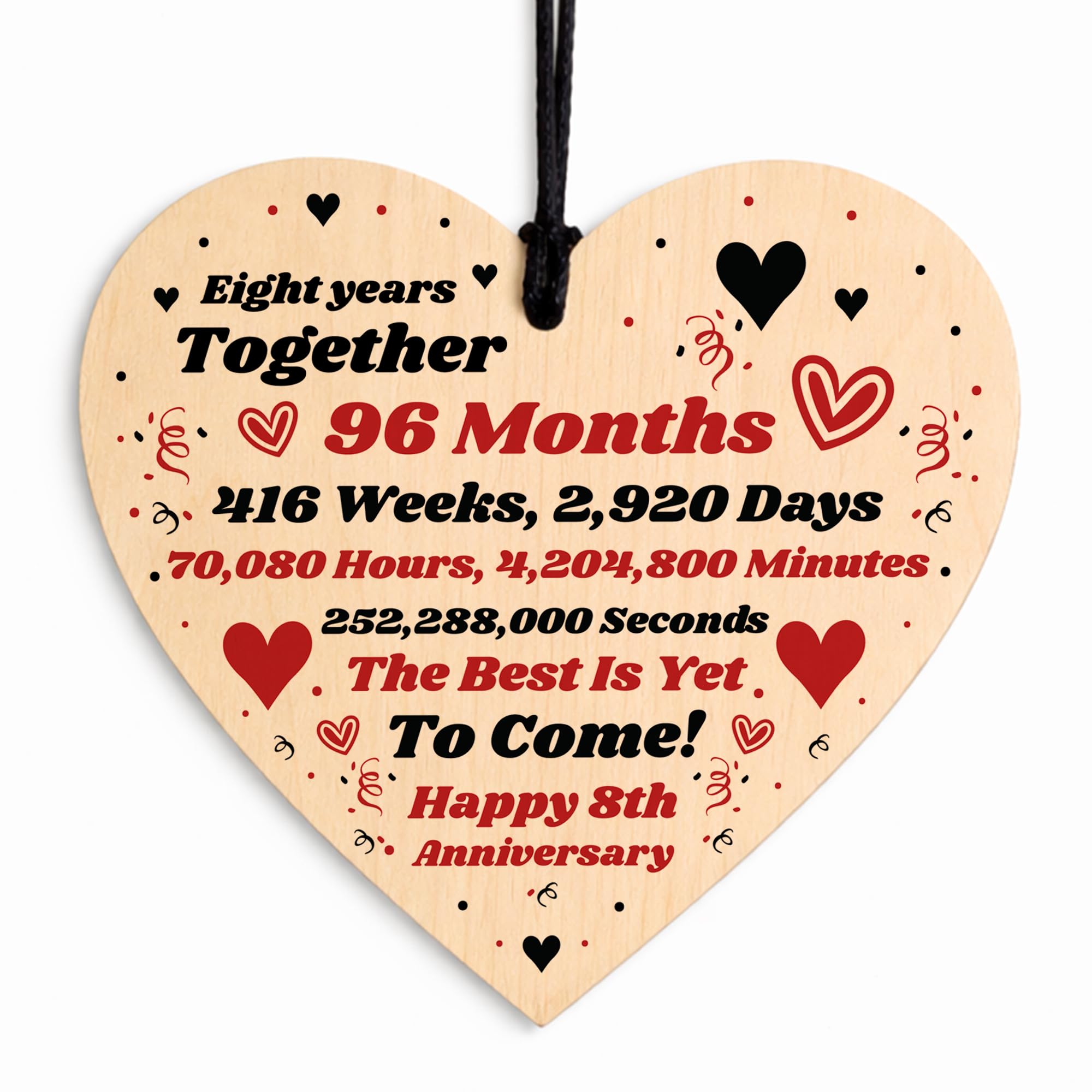 8th Anniversary Present, Gifts For Husband, Wife, Boyfriend, Girlfriend, Happy 8th Anniversary, Wood Heart, Gift For Couple