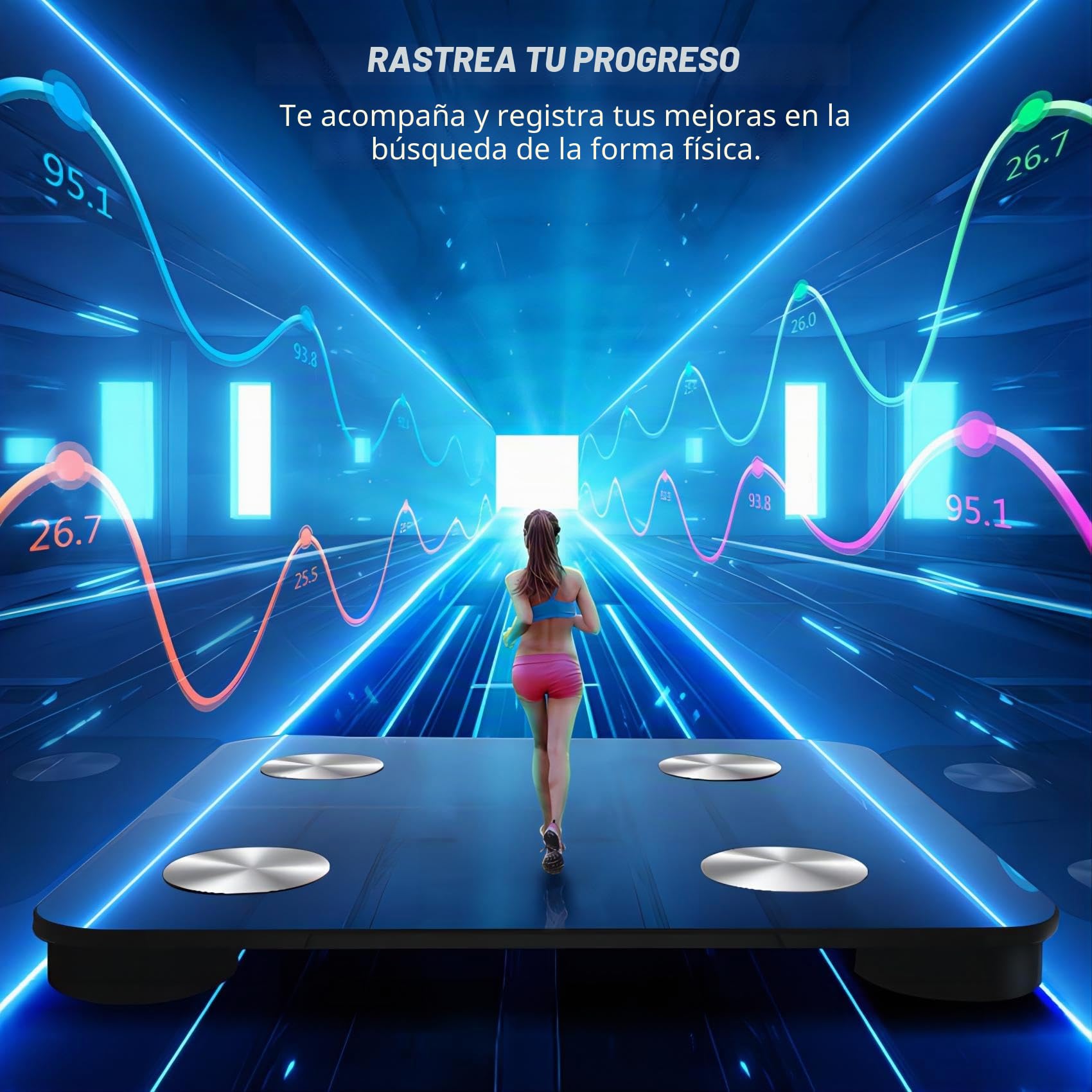 Bascula Grasa Corporal y Muscular, Balanza Bluetooth Inteligente con APP, Bascula de Baño Digital Grasa Corporal, Medición de Alta Precisión el Peso Corporal IMC Visceral e Muscular