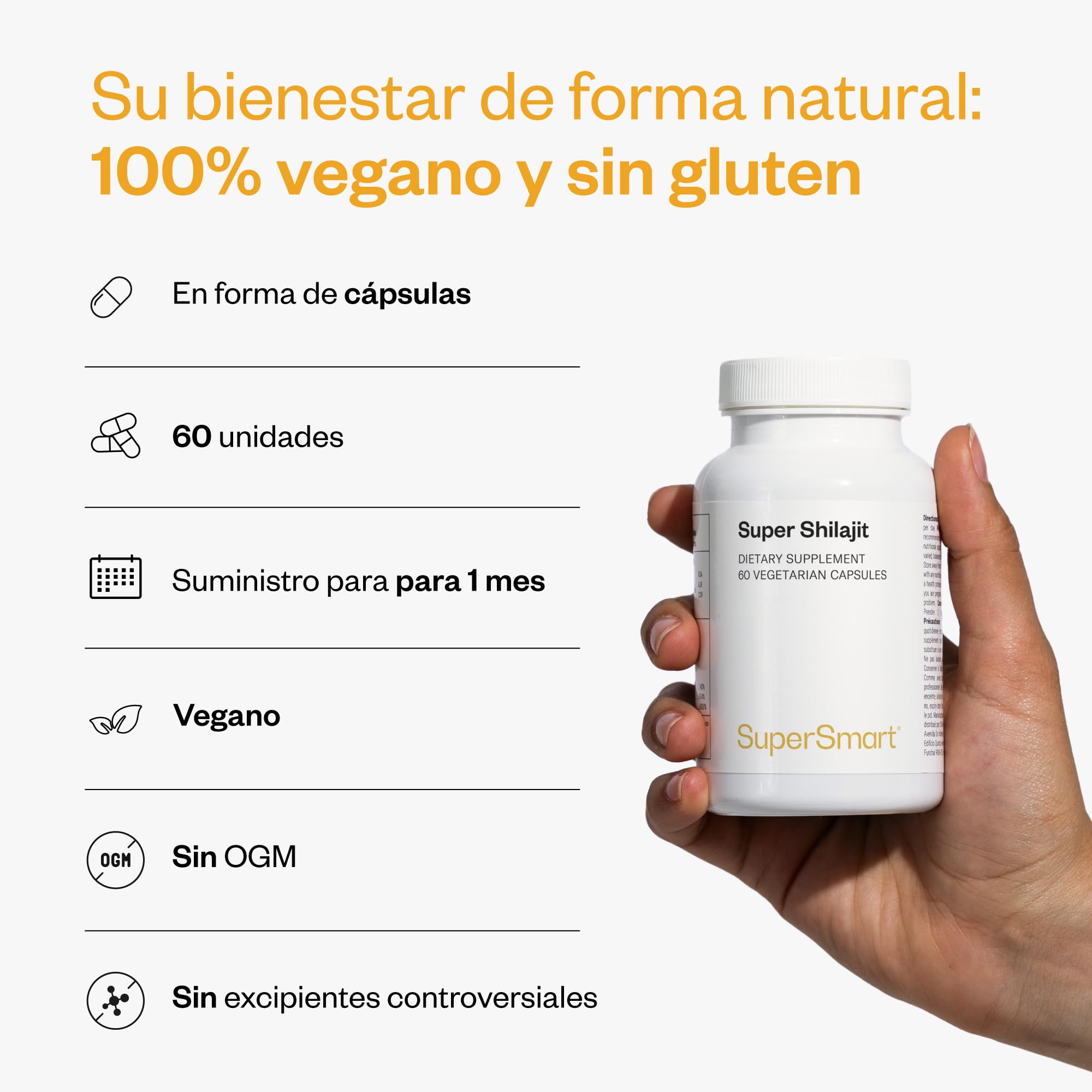 Super Shilajit (Primavie®) - Aumenta la Vitalidad y la Energía -SuperSmart | Tónico Ayurvédico - Mejora la Biodisponibilidad de la CoQ10 y la Resistencia Física - Vegano