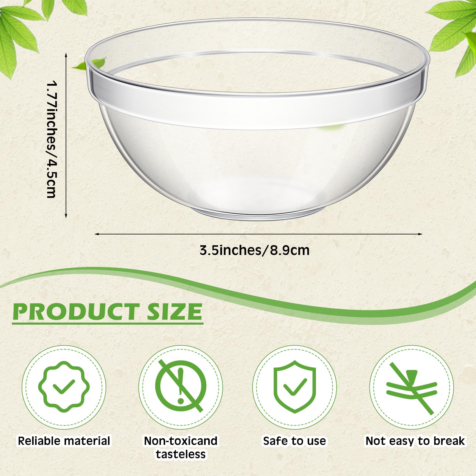 Teenyyou 30 cuencos pequeños de plástico transparente de 3.5 pulgadas y 4 onzas, mini cuencos redondos apilables para ingredientes para salsas, especias, nueces, aperitivos, helados, platos de dulces,