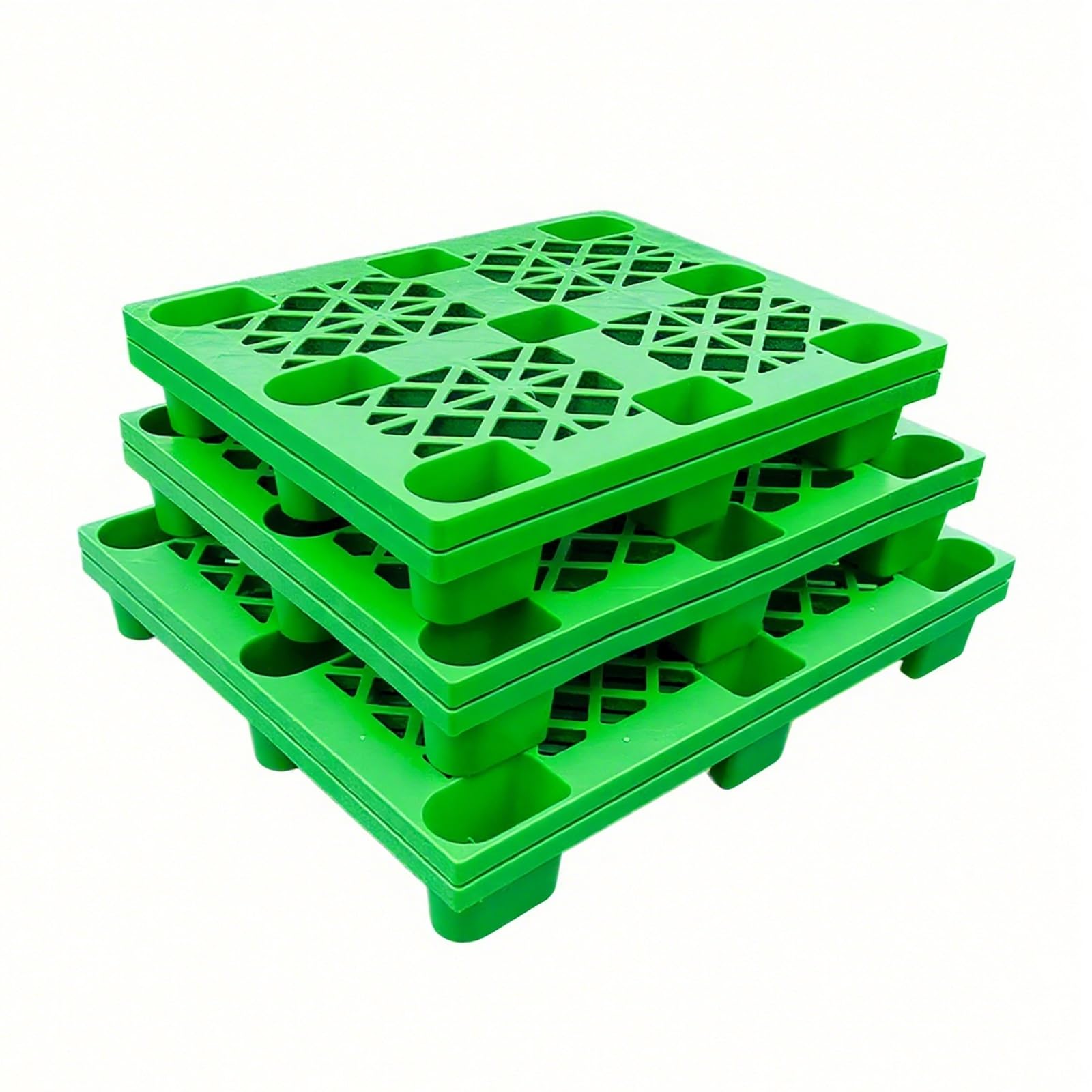 Buntes Kunststoff-Paletten-Set mit 3 Polyethylen-Paletten in verschiedenen Größen (grün, 100 x 100 x 14 cm), für Gartenlagerung und DIY-Projekte