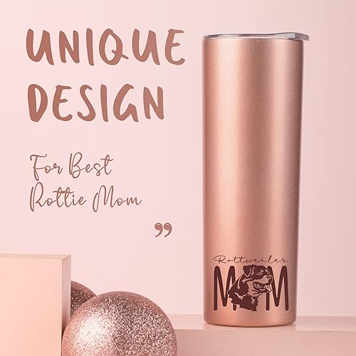 Miniatura 2 de Onebttl Rottweiler - Regalos para mujeres, amantes de Rottie, vaso aislado de oro rosa de 20 onzas, Rottweiler Mom