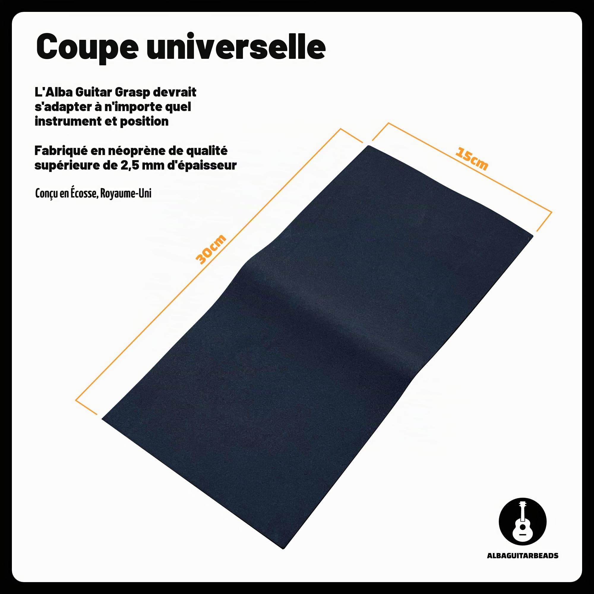 Alba GB Grip Antidérapant en Néoprène pour Guitare Classique, Noir, Grande Taille