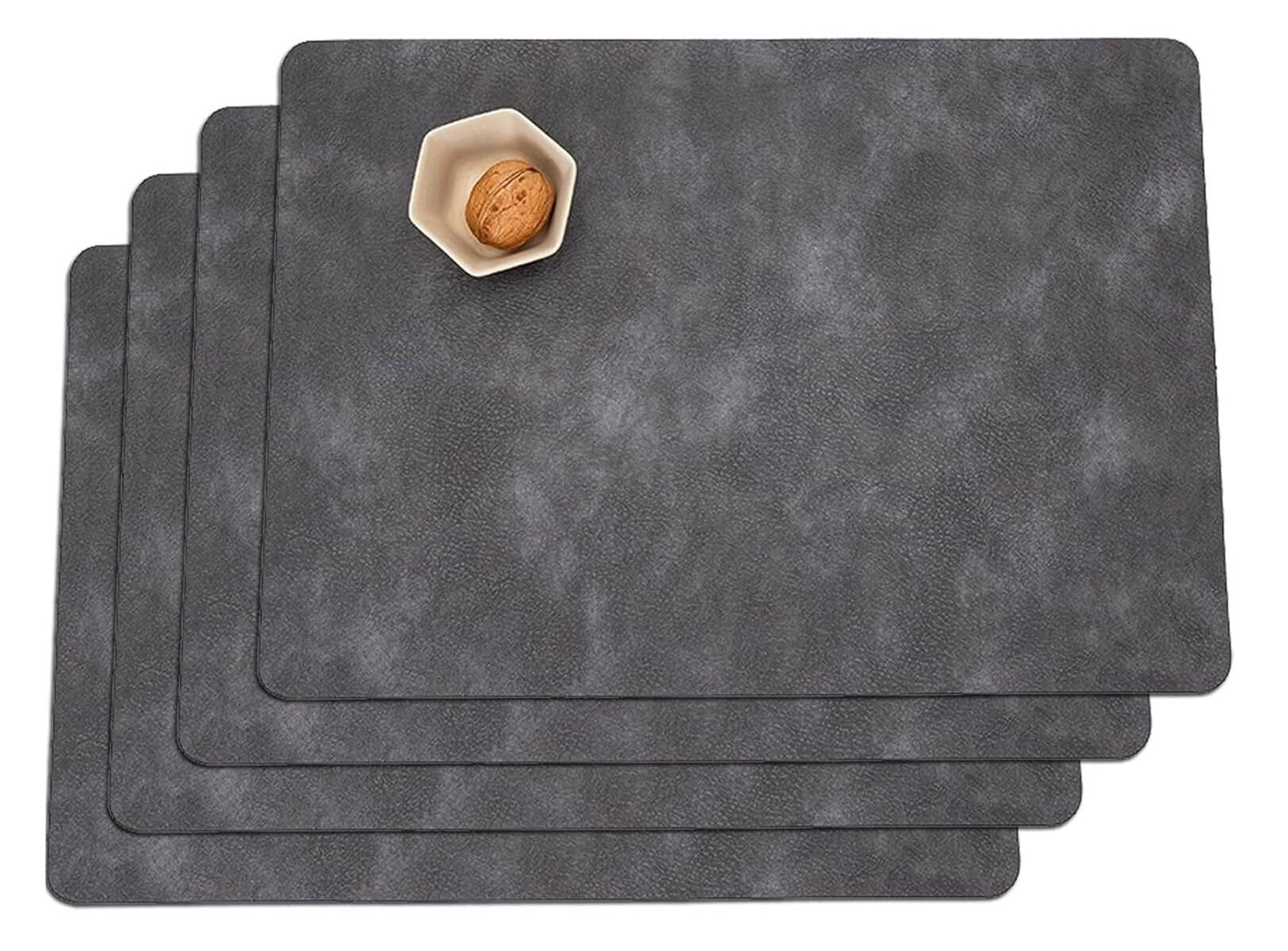 Décoration de Table, Sets de Table, Tapis de Cuisine/Salle à Manger, Simili Cuir, résistant à la Chaleur, antidérapant, Lavable en PU, Lot de 4