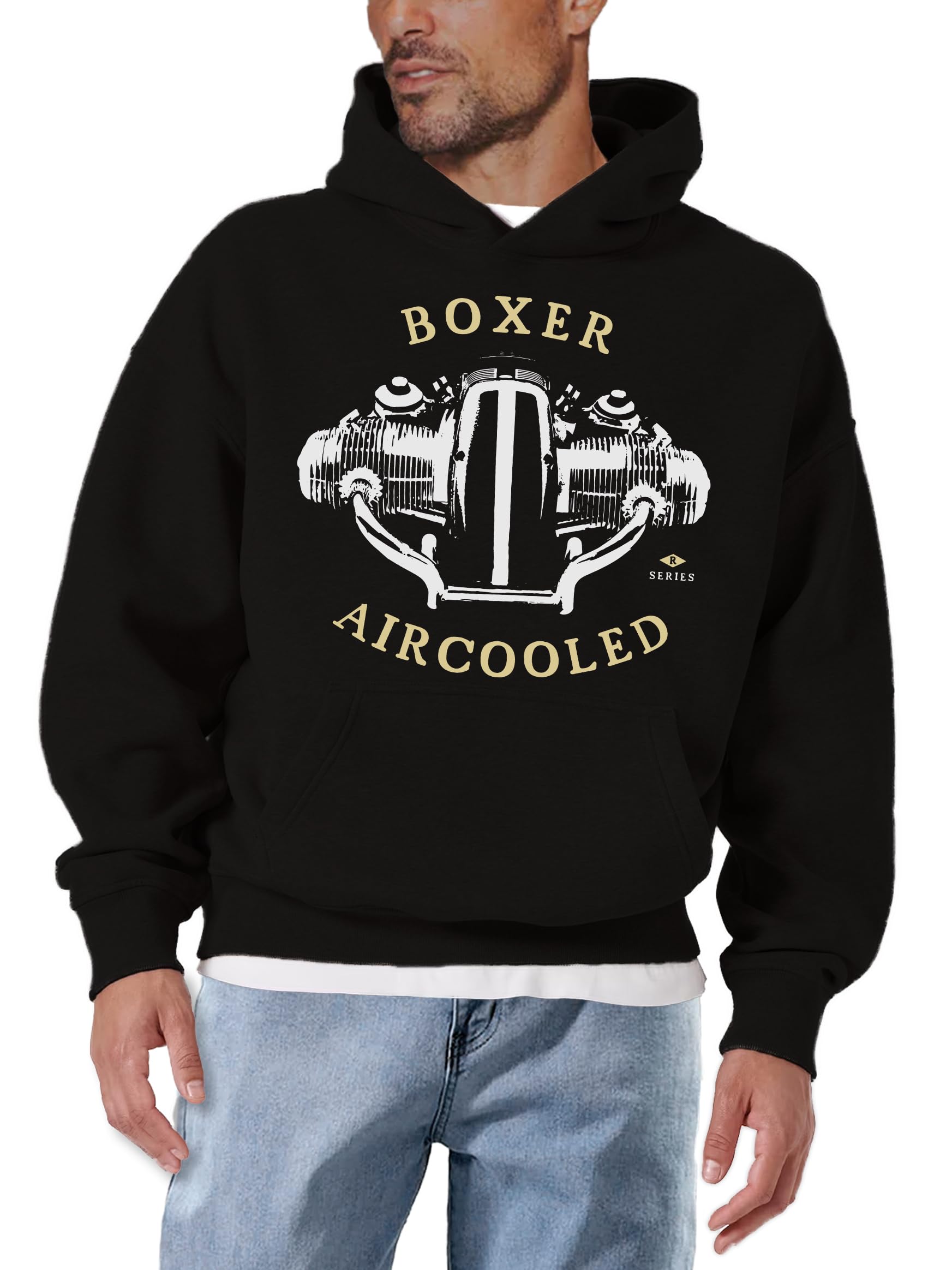 Makaya Sweat à Capuche Homme - Vintage Cafe Racer R100 Sweatshirt Vêtement Moto