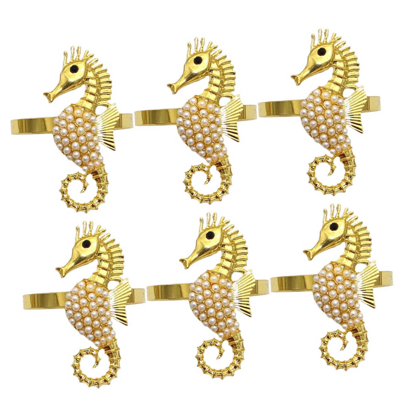 GLEAVI 12 Set Portatovagliolo Decorativi Con Perle Per Decorare E Ristoranti E Feste 6 Pezzi * 12
