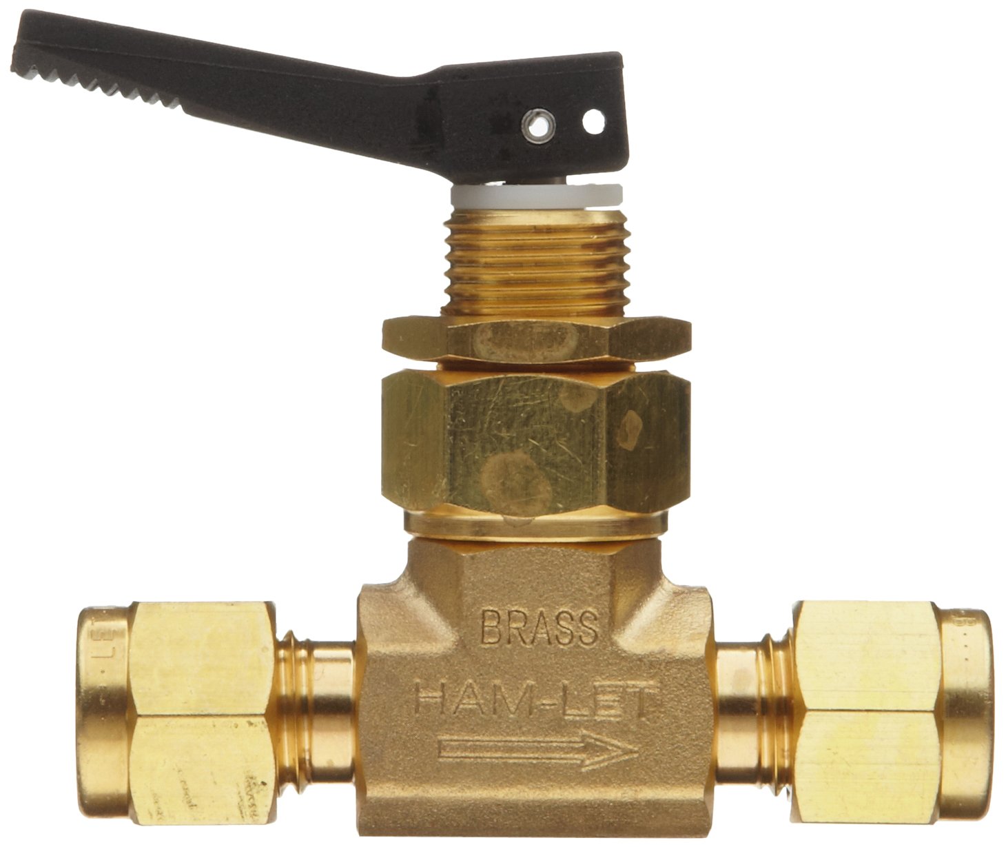 Ham-Let H1200 Series Brass Toggle Valve, Inline, 1/4" Let-Lok Fitting