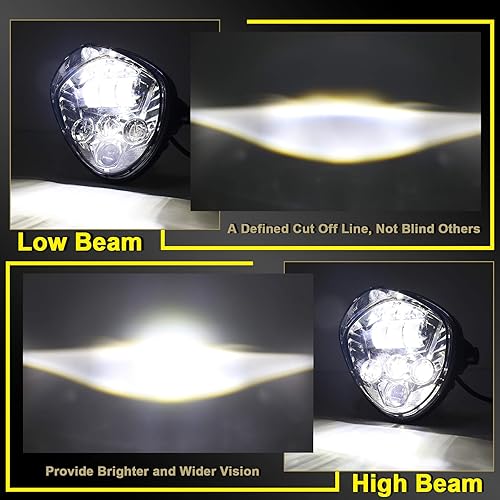 Miniatura 4 de Faro LED para motocicleta de 7 pulgadas Hi Lo Beam blanco y rojo DRL con soporte universal para motocicleta compatible con Harley Honda Kawasaki