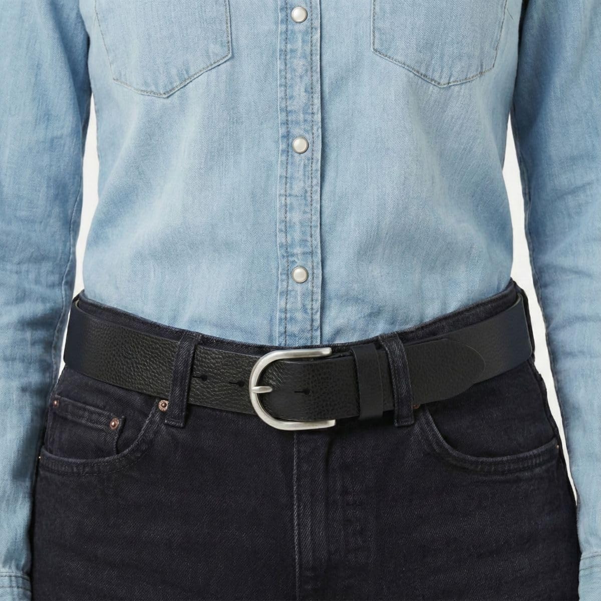 BELTINGER Ceinture femme en cuir de vachette 4 cm | Ceinture en jean pour femme 40mm | Ceinture en cuir pleine fleur avec boucle de ceinture ronde