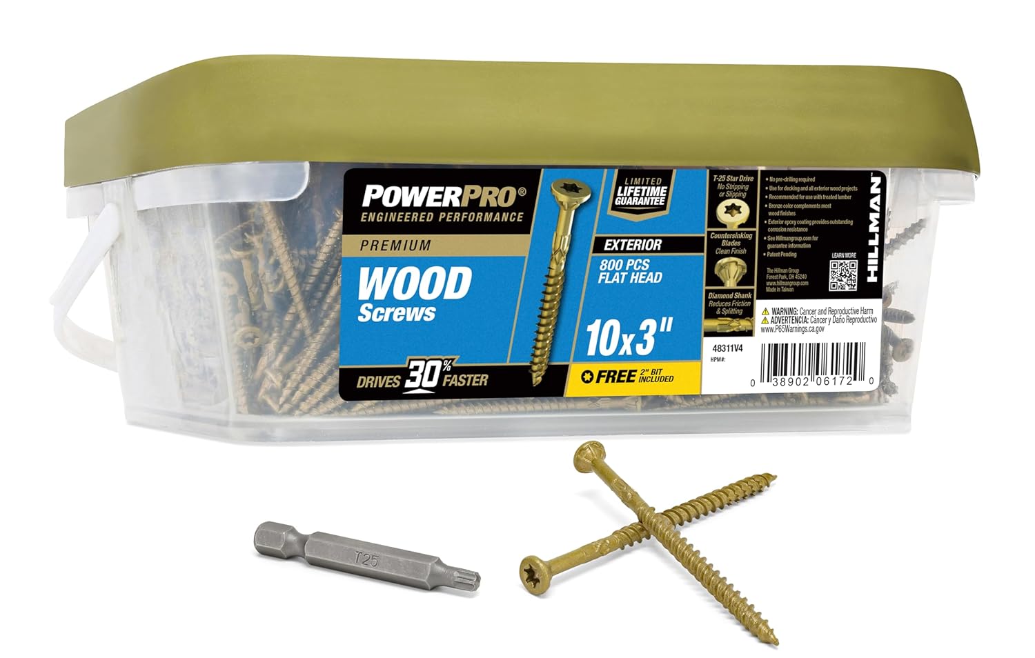 Bronze Coated 3" Exterior Wood Screws with Star Drive