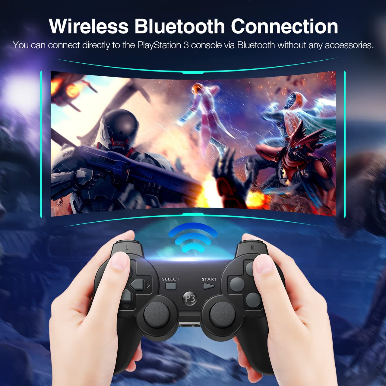 Powerextra PS-3 Controller Wireless for Play-Station 3 High Performance Gaming Controller with Upgraded Joystick for Play-Station 3 : Video Games