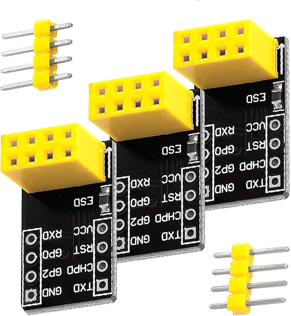 AZDelivery 3 x ESP8266-01 ESP-01S Breakout Breadboard Adapter WiFi Serial Transceiver Module ESP8266 compatible with Raspberry Pi Including E-Book!