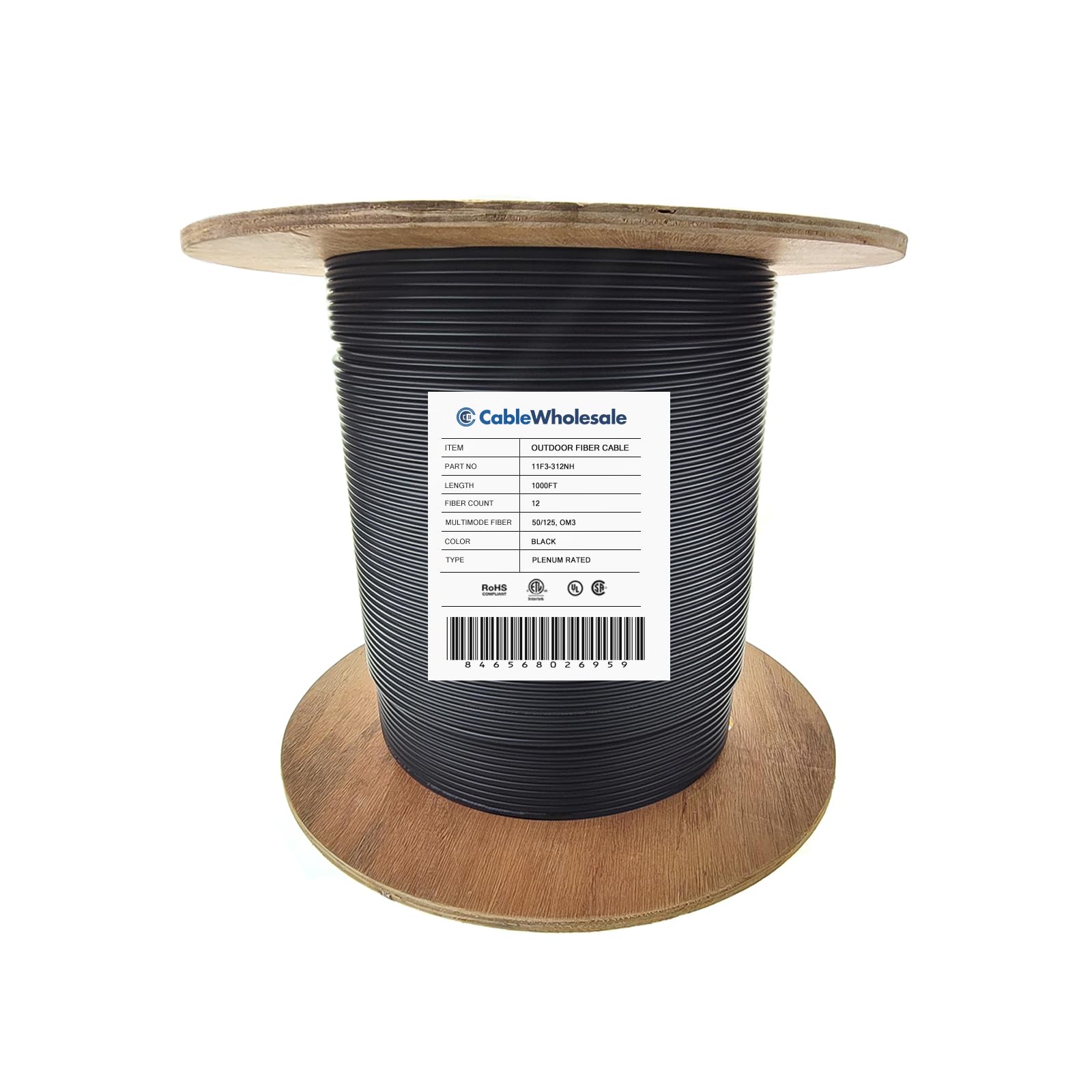 12 Fiber Indoor/Outdoor Fiber Optic Cable, Multimode 50/125