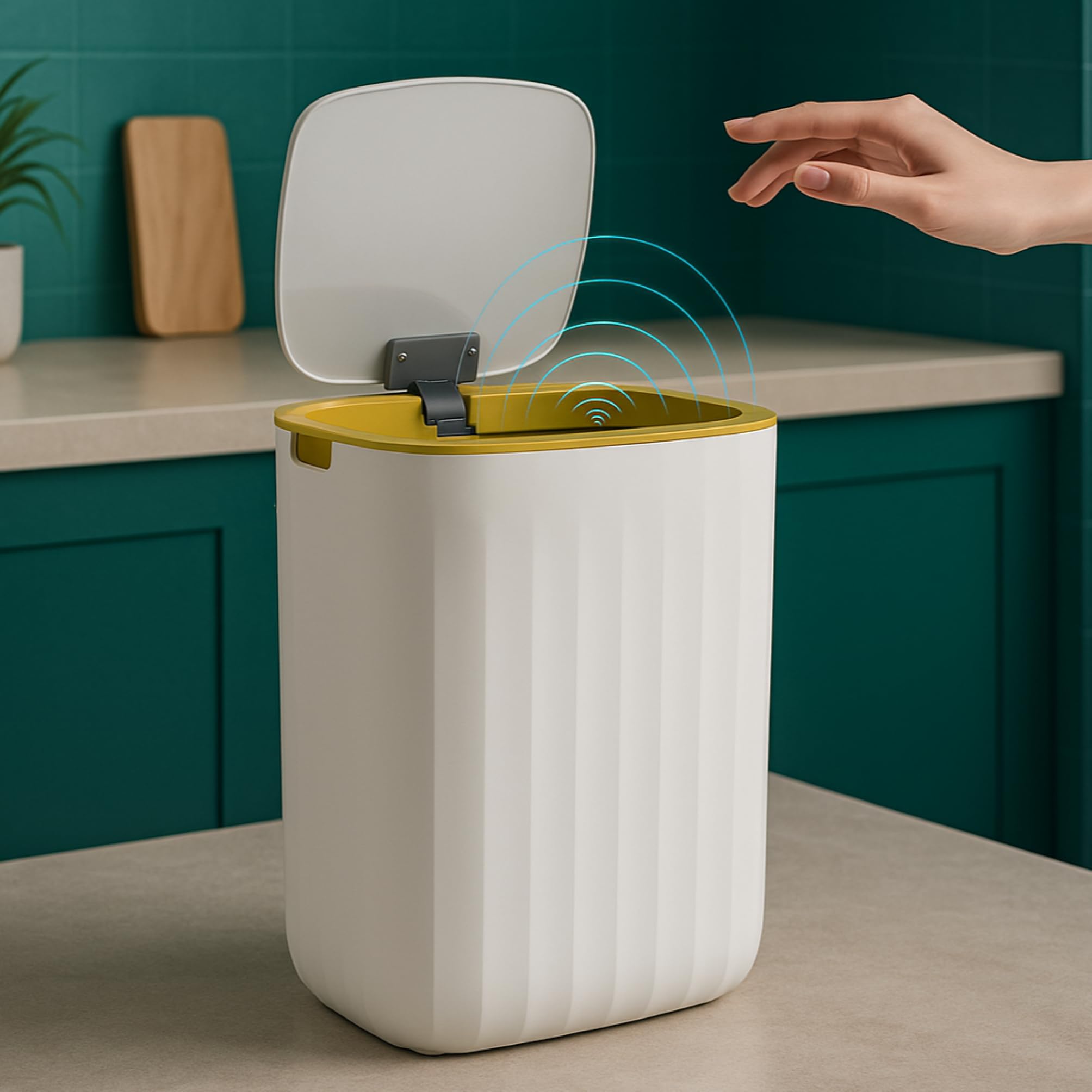 The Better Home Stainless Steel 12L Smart Dustbin For Home|1 Year warranty|Bin For Bathroom|31 cm Automatic Smart Sensor Dustbin For Bedroom|Dust bin For Office|Garbage Bin - White & Gold,Open Top