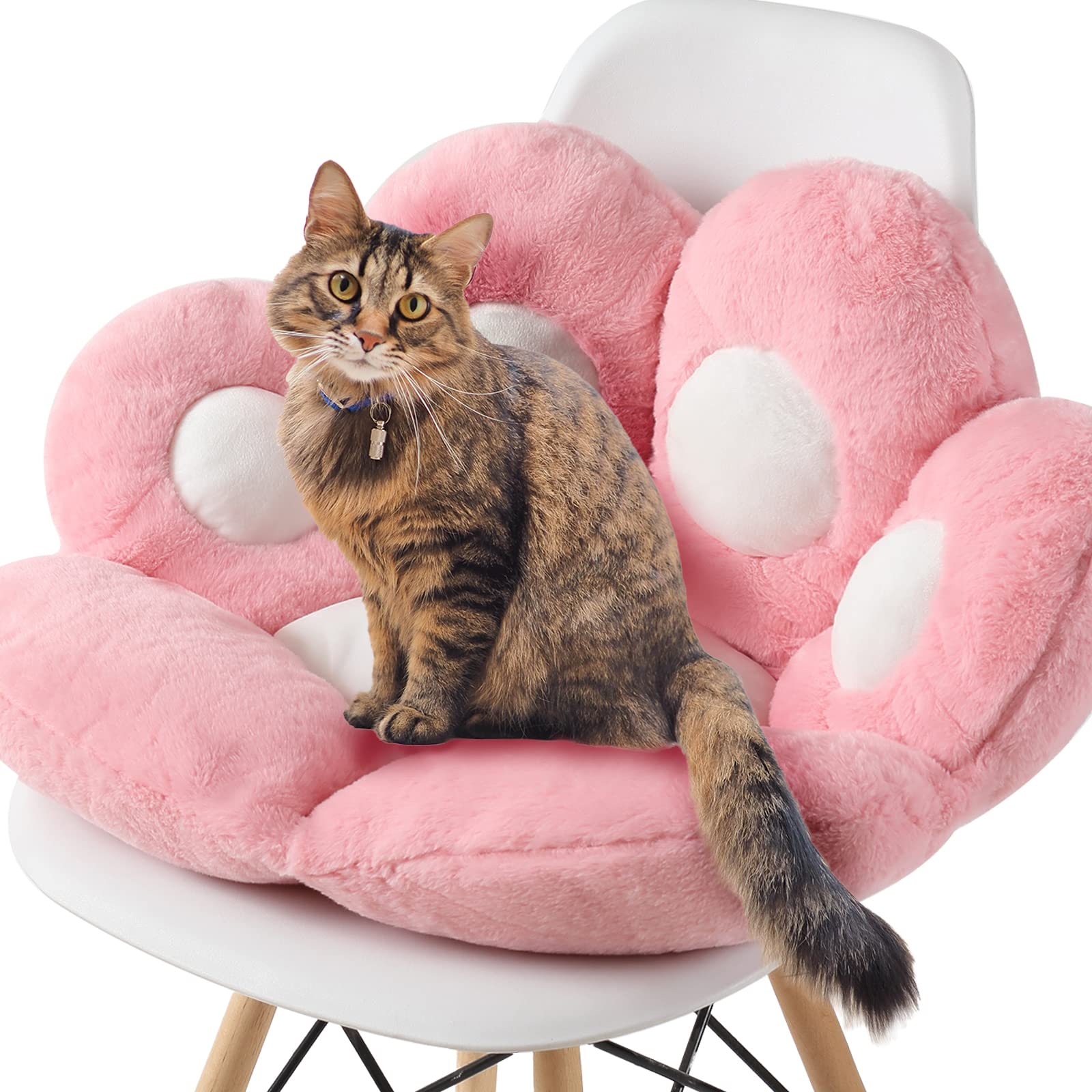 DITUCU Poduszka kocia łapa, wygodna poduszka na krzesło, kawaii, niedźwiedź, łapa, leniwa sofa, poduszka podłogowa, urocza, pluszowa podkładka do siedzenia na krzesło dla graczy, do jadalni, sypialni, dekoracja, różowa, 80 x 70 cm, duża (opakowanie 1 szt.