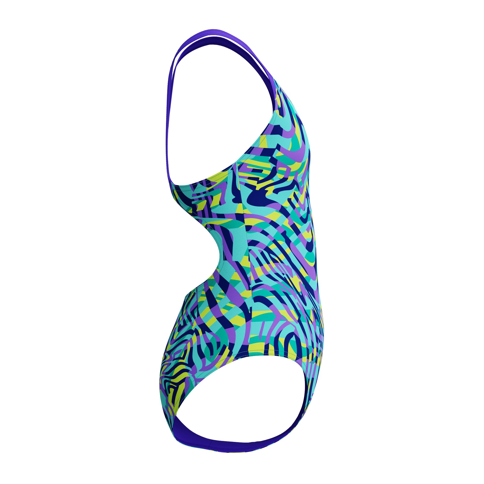 Speedo Traje de baño digital para niñas, color azul y morado