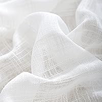 Vista 8 de Treatmentex Cortinas traslúcidas de lino con textura blanca para sala de estar, 84 pulgadas de largo, paneles de cortina semitransparentes