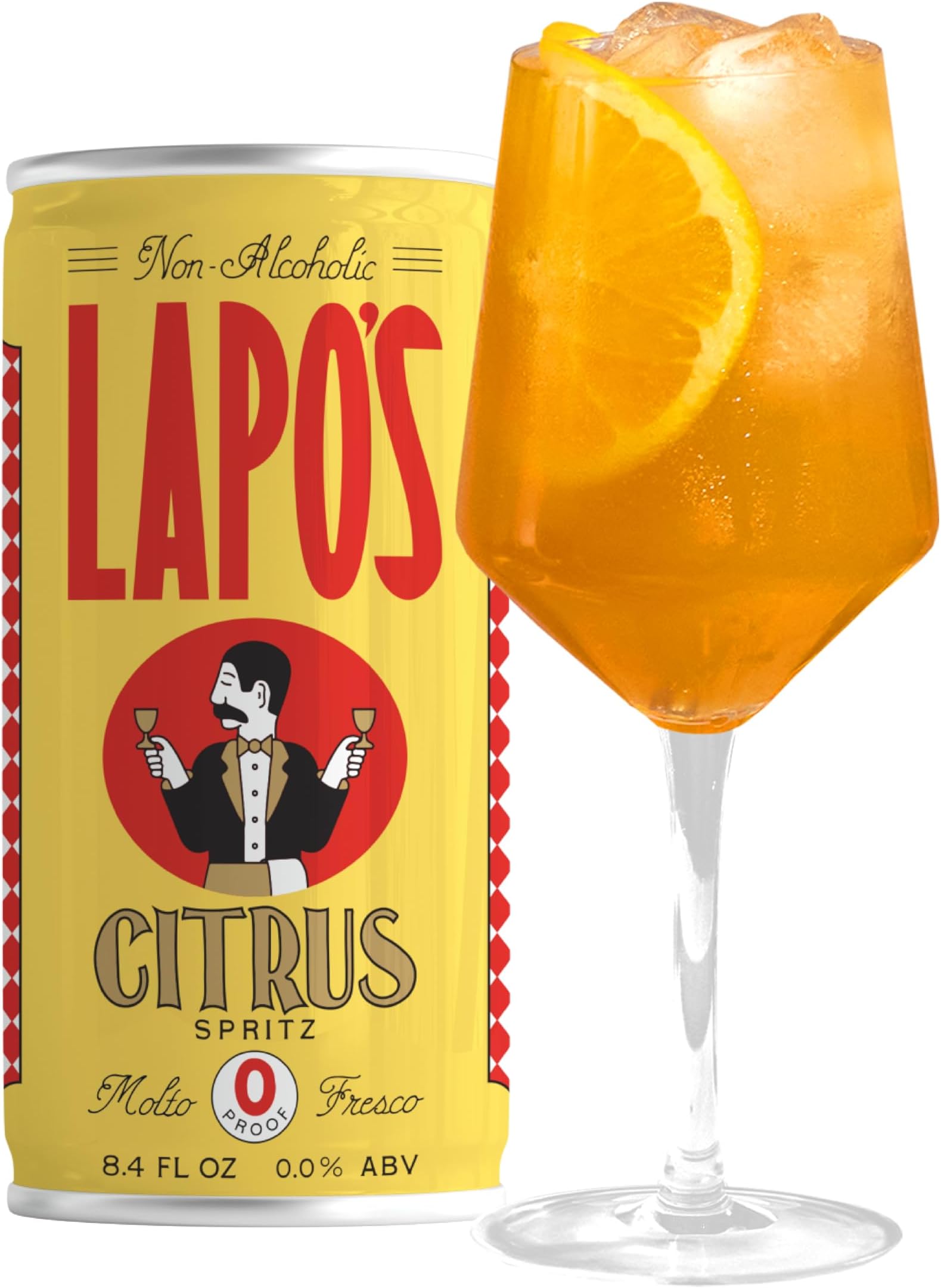 Lapo's Citrus Spritz, Non Alcoholic Canned Cocktail, Mocktail for Party, Non-Alcoholic Spirits, Zero Proof Orange Bitters, Mocktails and Alternative Drinks, Ready to Drink Cans, Gluten Free, 4 Pack