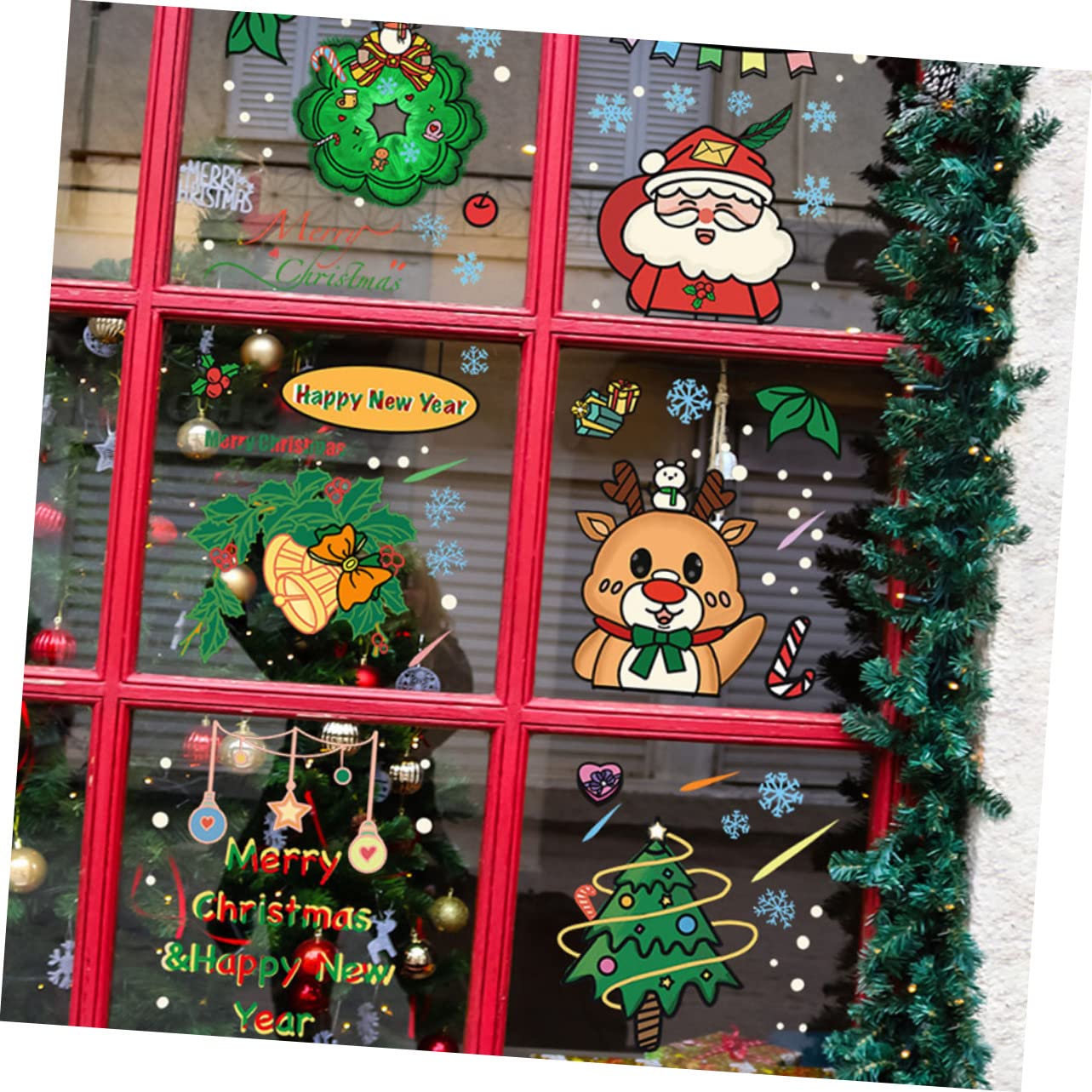OSALADI 24pezzi Vetrofanie Natalizie Adesivi Murali Cartoon Per Decorazioni Festive Su Finestre e Vetrine Impermeabili e Rimovibili Per Natale e Casa