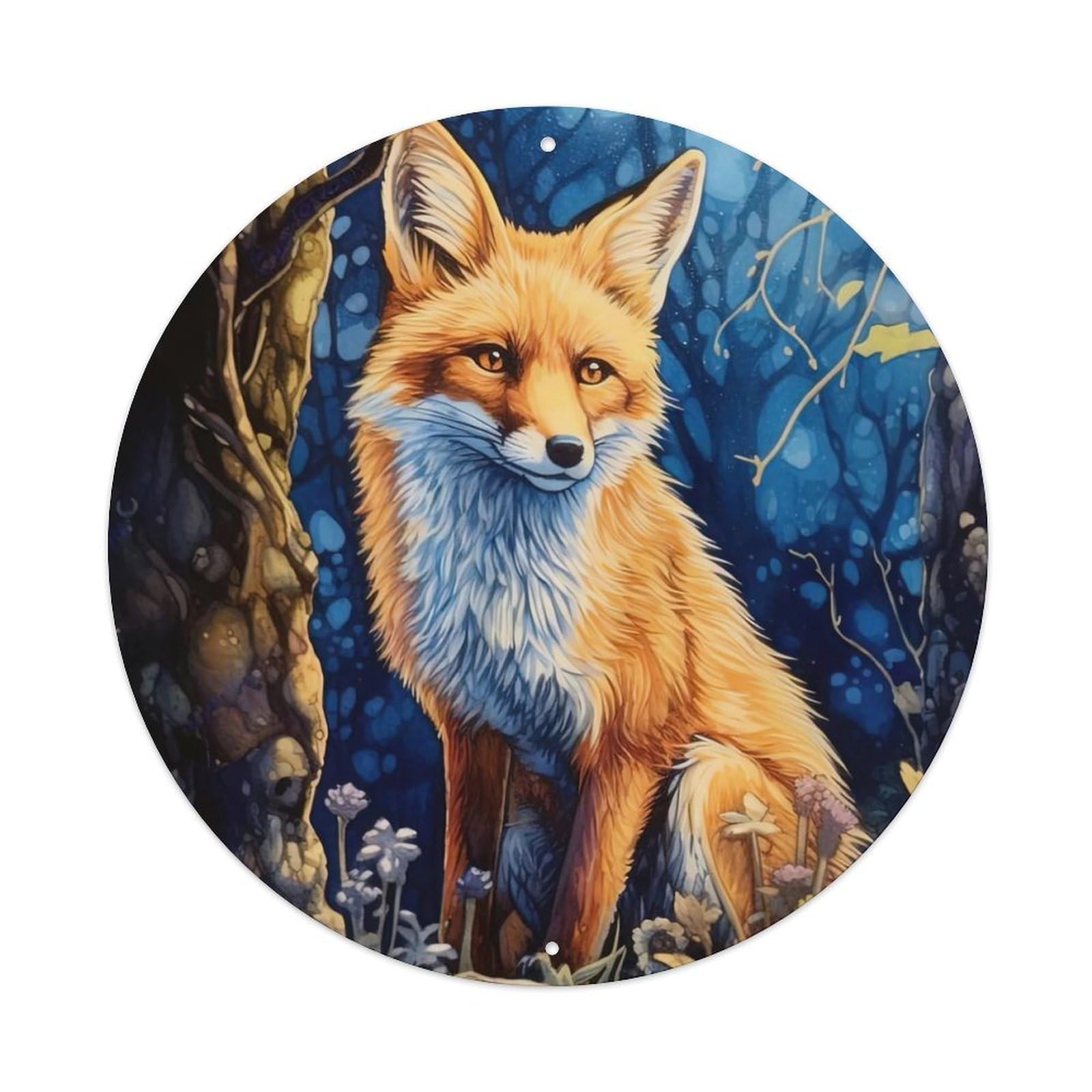 Animal Artwork The Fox in The Tree Metal Tin Sign
