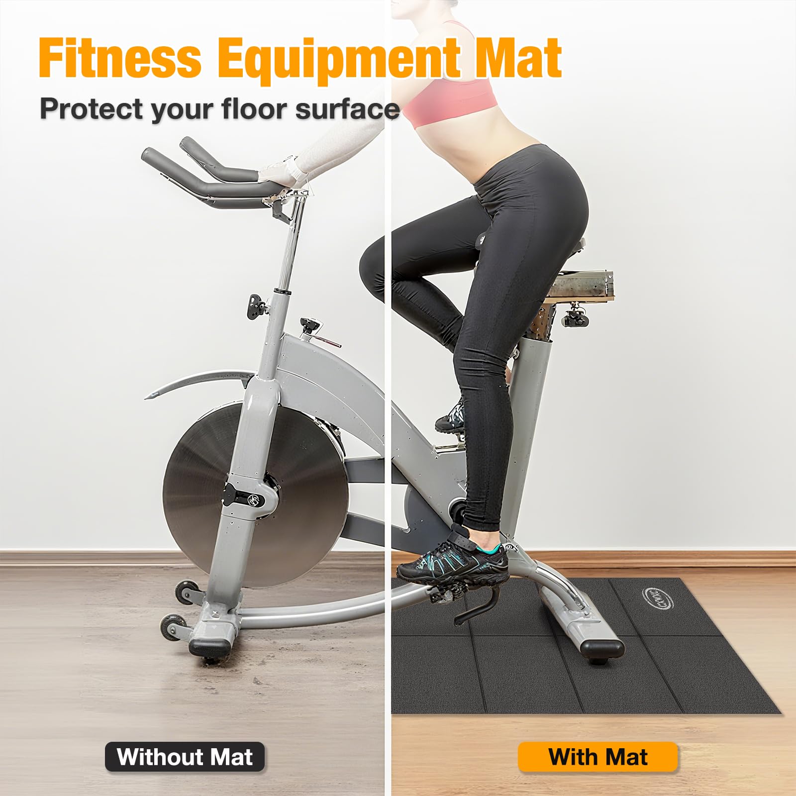 CXWXC Alfombrilla para bicicleta estática de 29.5 x 63 pulgadas, tapete de entrenamiento de bicicleta para montar en interiores, tapete de equipo de fitness resistente para cinta de correr, pelotón