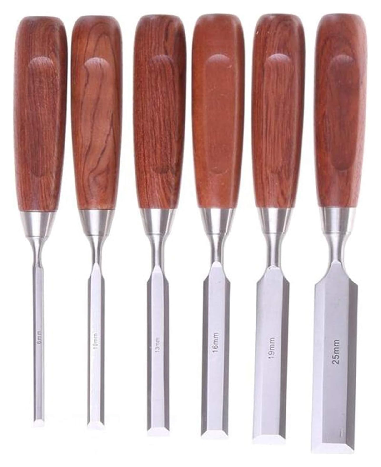 Set di scalpelli in Legno da 6 Pezzi per sculture in Legno, in Acciaio al Cromo vanadio, per lavori di falegnameria Professionali, in Scatola Regalo in Legno.