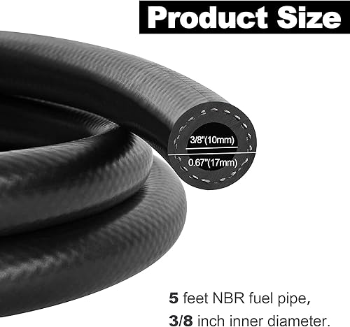 Miniatura 43 de Manguera de línea de combustible de 10 pies, diámetro interior de 3/16 pulgadas de diámetro interior, manguera de goma trenzada NBR para motores