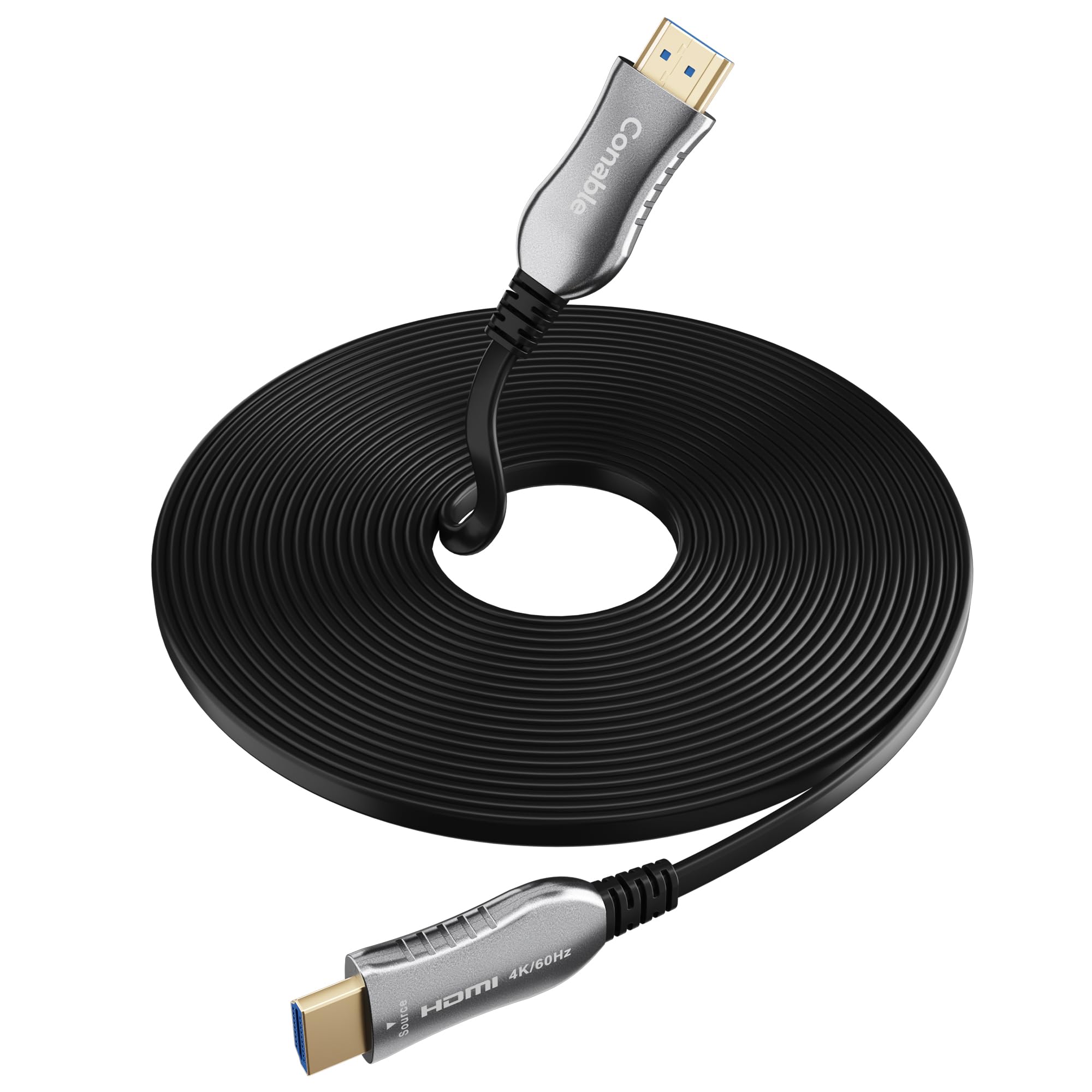 Cavo HDMI 4K 100 FT, cavo HDMI a fibra ottica piatto, unidirezionale, 18 | Ultra HD, supporta 4K a 60Hz, 4:4:4 RGB, HDCP 2.2, 3D ARC, HDR10, Dolby Vision, guscio in lega di zinco, sottile