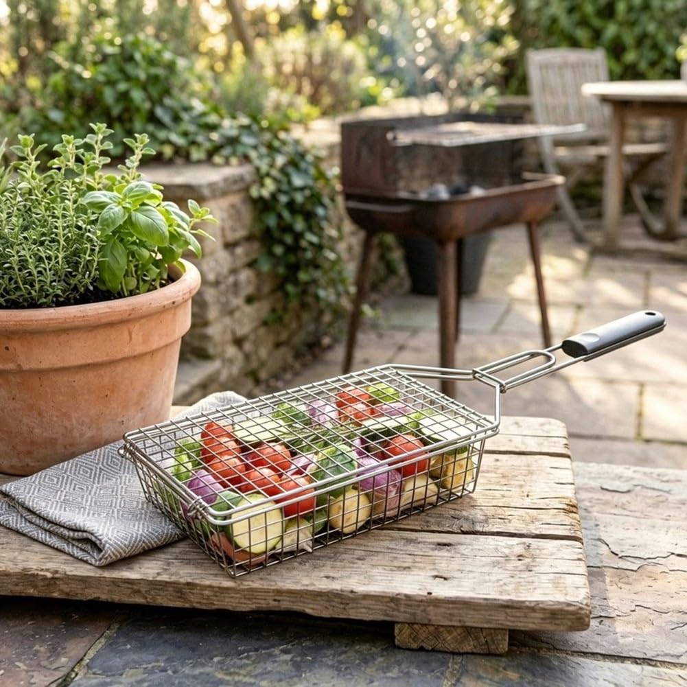 Cesta Barbacoa para acero Inoxidable Giratoria para bloqueo Seguro