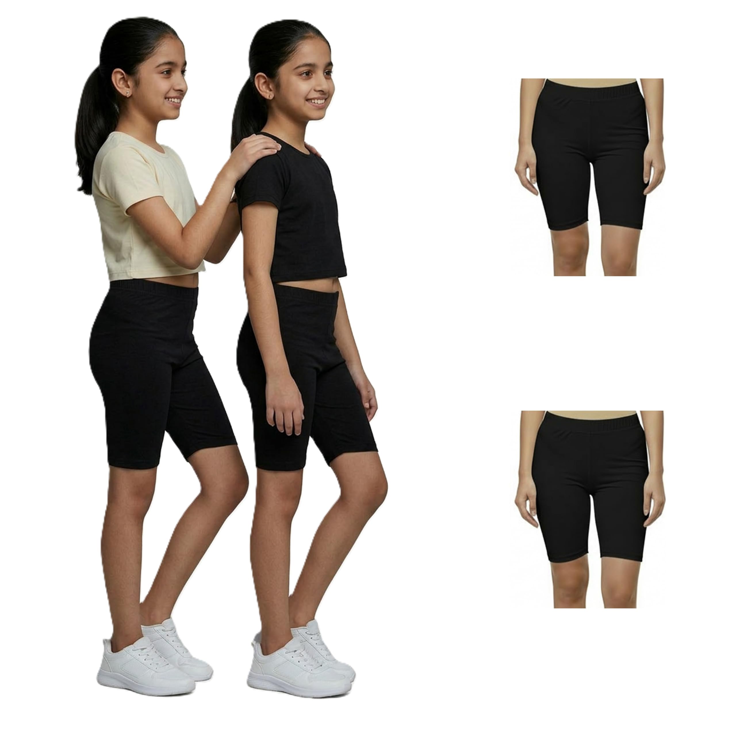 Girls Inner Shorts (Pack of 2) for School Uniform, Playing & Everyday Wear | Above Knee Length | Soft & Stretchy Cotton-image-21