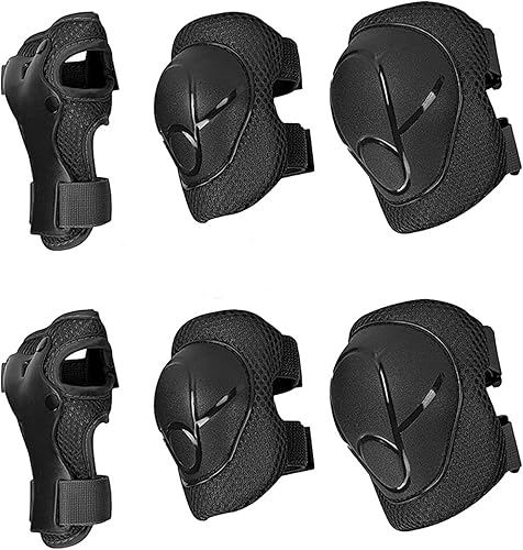 SISIGAD Rodilleras para niños de 3 a 14 años, rodilleras para niñas y niños, guantes protectores y coderas con protectores de muñeca 6 en 1 para