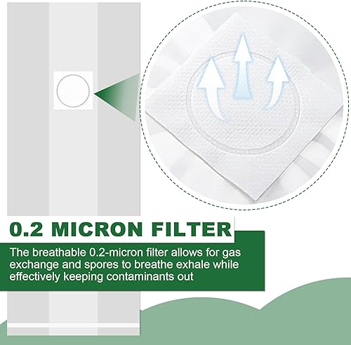 Miniatura 5 de REMIAWY Bolsas de cultivo de hongos, extra gruesas de 6 mil, bolsa de polipropileno para hongos con parche de filtro transpirable de 0.2 micrones,