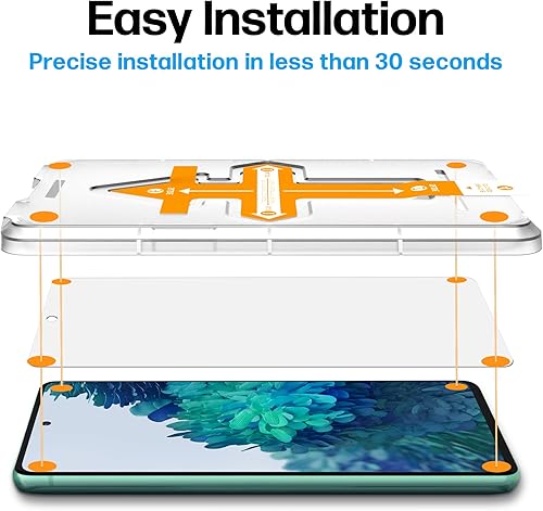 Miniatura 2 de Power Theory Protector de pantalla diseñado para Samsung Galaxy S20 FE 5G 4G, vidrio templado dureza 9H, kit de fácil instalación, 99% HD libre de