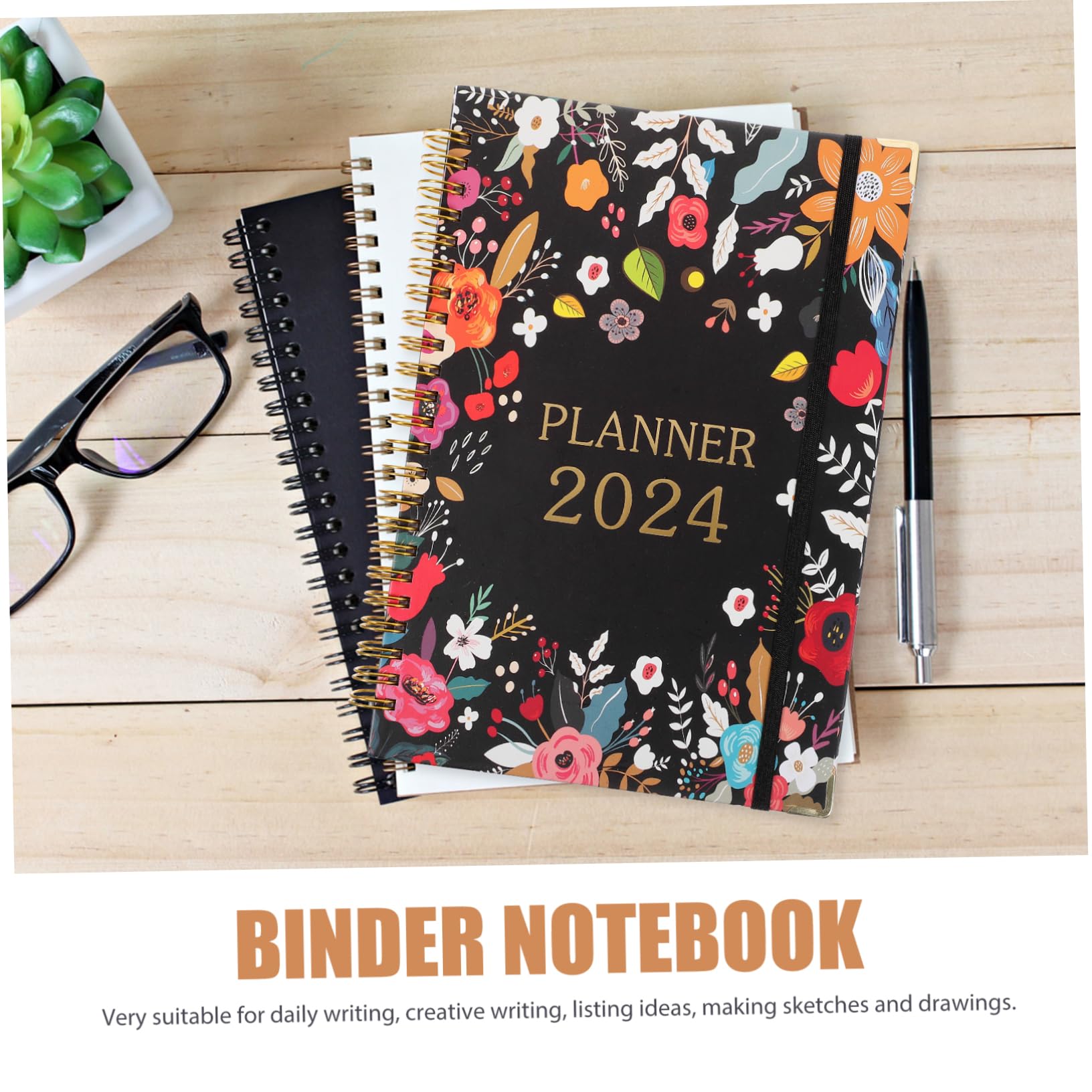 SEWACC 2St Englischer Notizblock Planblock Wochenplaner 2024 Kalender-Monatsplaner 2024 Tagesplaner-Notizbuch Stundenplaner schreibheft buch schreiben Arbeitsnotizbuch Spulenplaner Papier