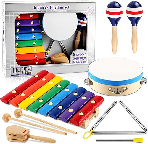 Miniatura 7 de LOOIKOOS Instrumentos musicales para niños pequeños instrumentos de percusión de madera juguete para niños preescolar juguetes musicales educativos