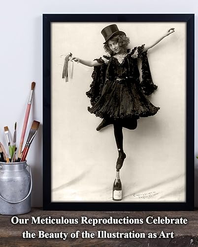 Miniatura 7 de Champagne Girl - Póster vintage de 11 x 14 pulgadas sin marco, arte de teatro musical retro, bailarina de pie en botella de champán, foto en blanco