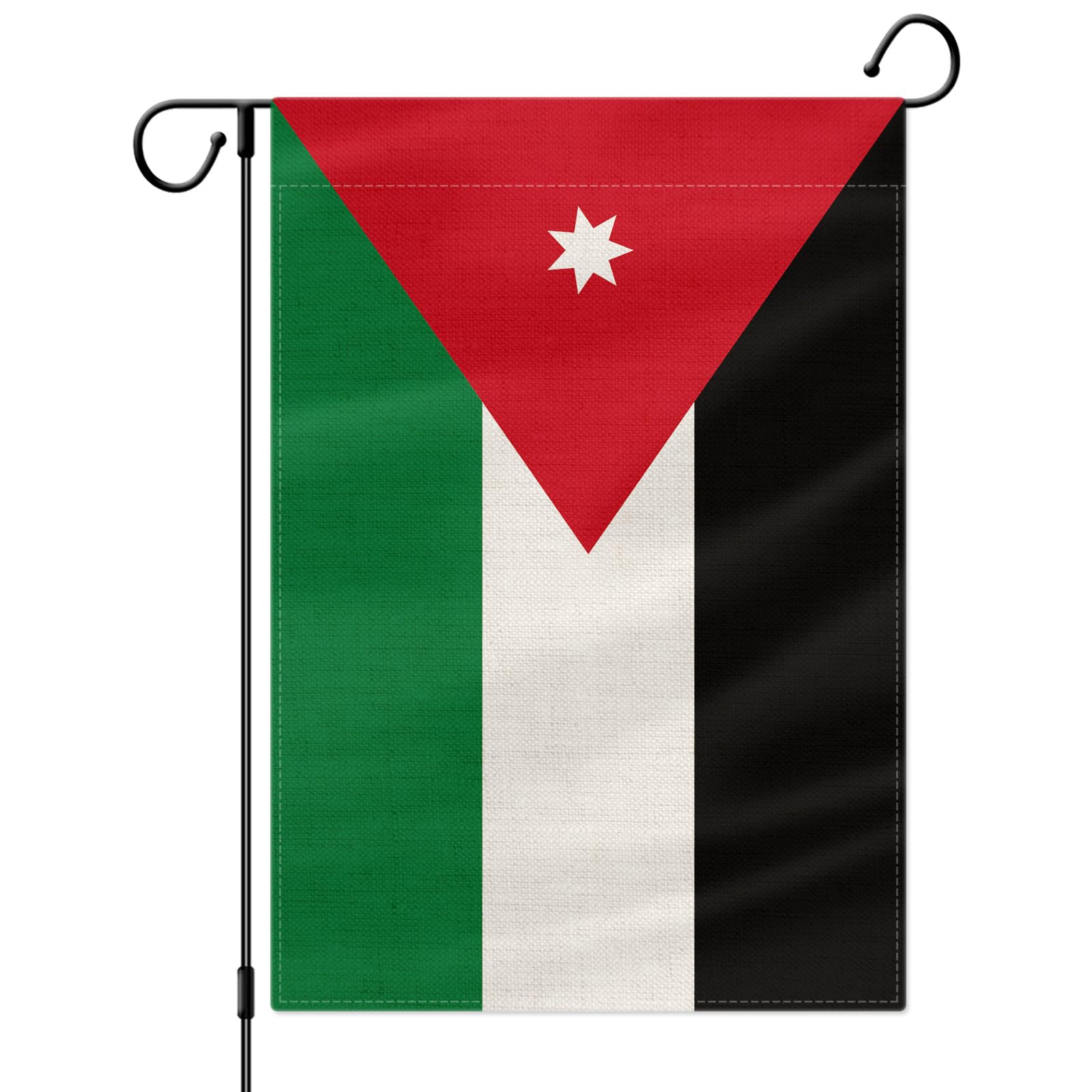 Jordan Garden Flag, Jordanian National Flags, 12x18 Inch Double Sided Burlap for House Yard Lawn Indoor Outdoor Decor