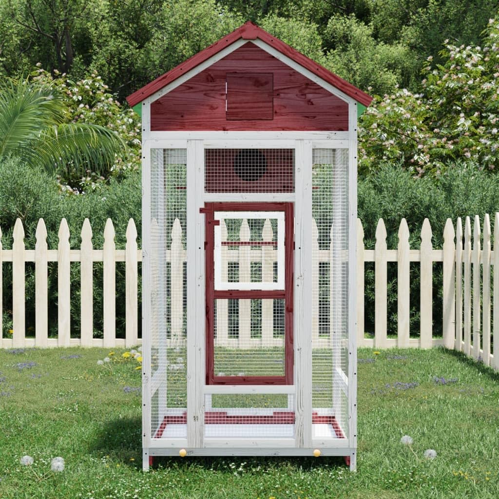 Brokky Casita para pájaros Madera Maciza Pino Color Moca 91,5x53x170cm Pajareras Exterior En Jardin