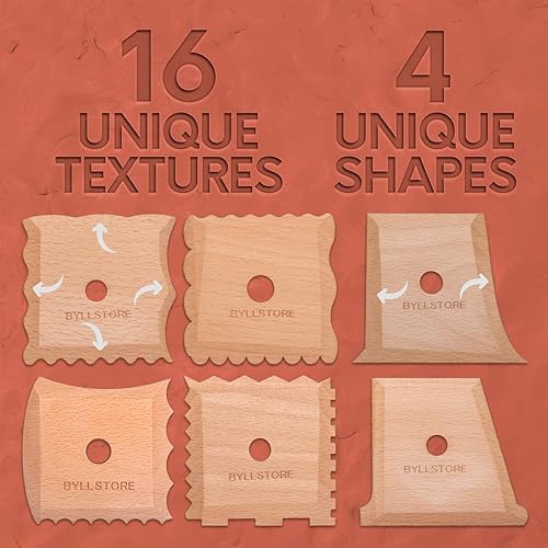 Miniatura 10 de Byllstore Costillas de cerámica triangular y herramientas de recorte, herramientas moldeadoras de 2 pies, 6 varillas de textura de arcilla, madera