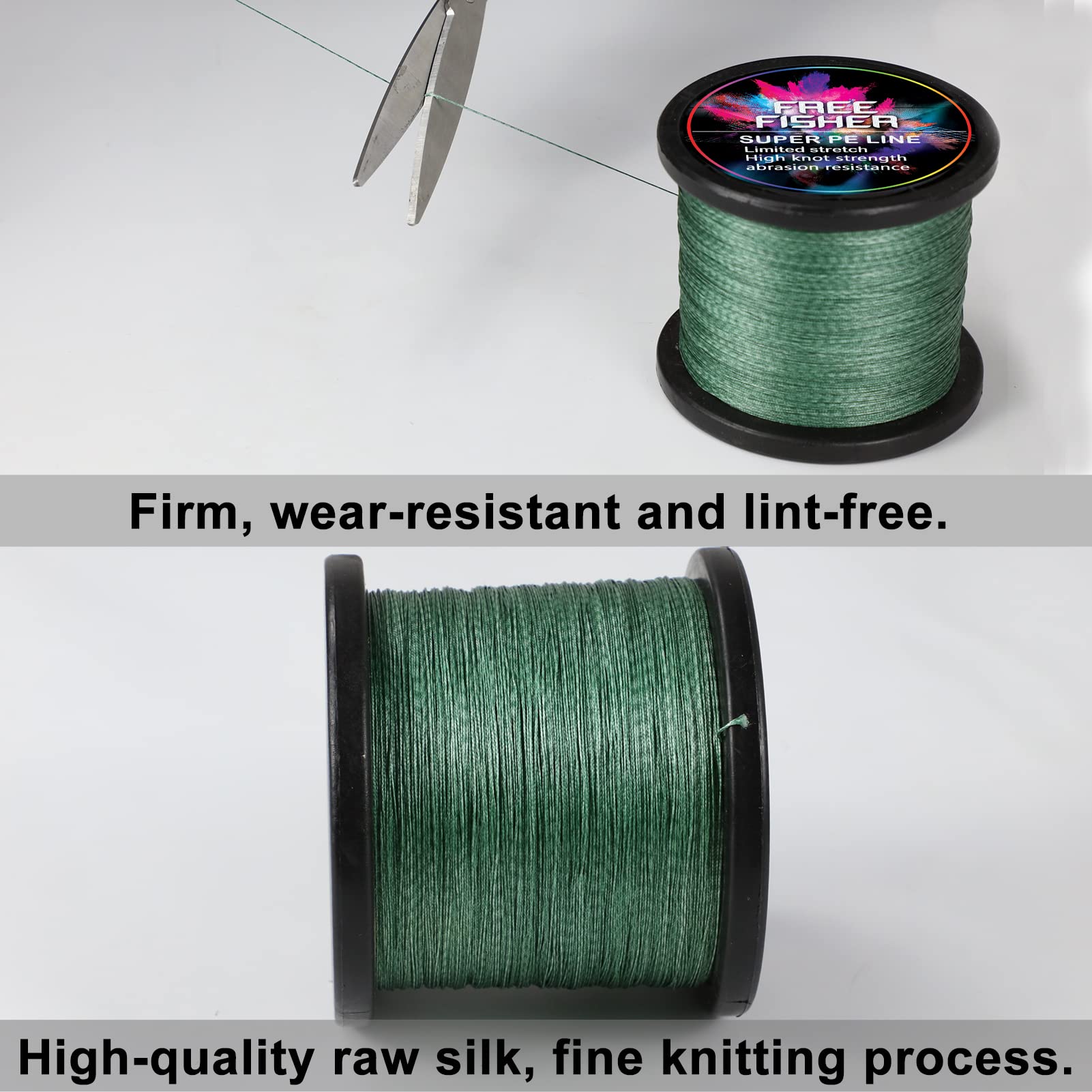 Sedal Trenzado Pesca 300m/1000m 8 Trenzados Resistentes Desgaste Suaves Hilos de Pesca PE Fuerte Tensión Línea Mar Pesca Línea 5.4-90kg, Verde Militar (1000m), 12# (0.60mm/61kg)