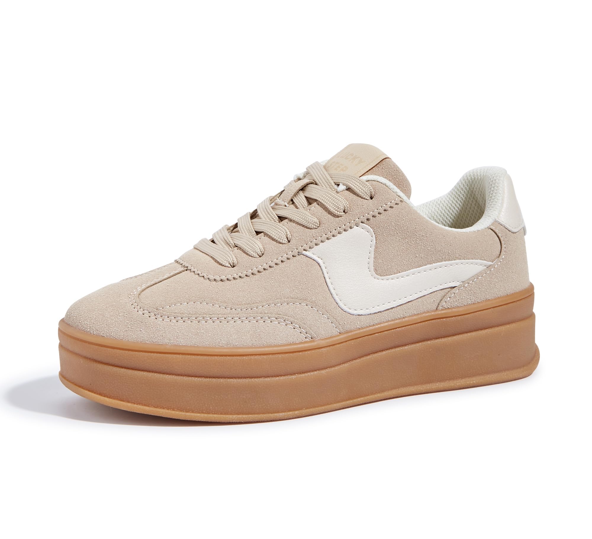 LUCKY STEP Damen Plateau Sneaker – Modische Chunky Turnschuhe, Bequeme Schnürschuhe für Alltag & Spaziergänge mit Nahtdetails