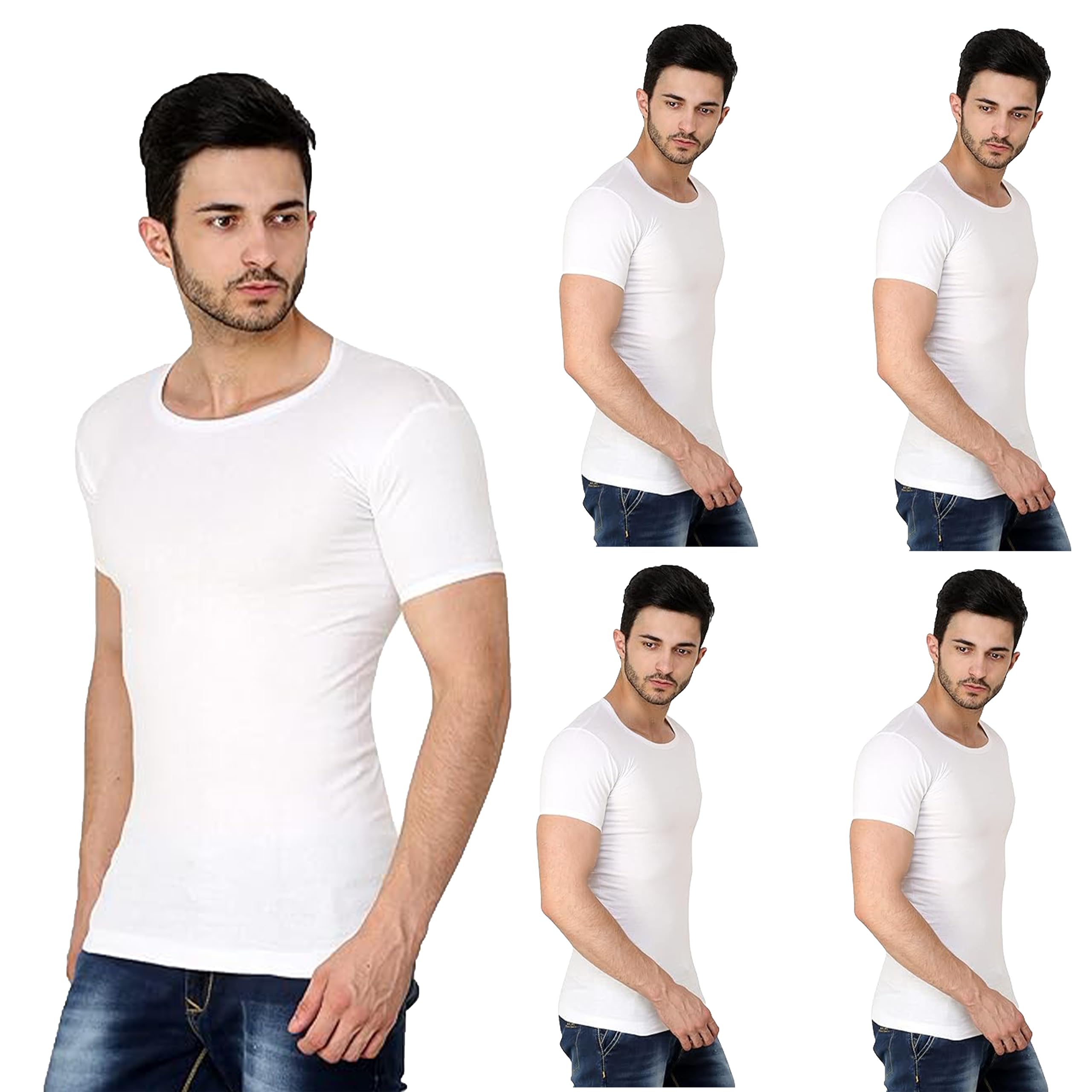 prince Youngman Round Neck with Half Sleeve Cotton Vest Combo for Men, 100% Combed Cotton - Stretchable & Breathable - Comfortable Fit - Ideal Summer Innerwear White-picture-39